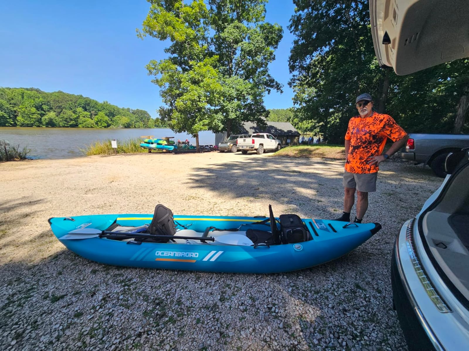 OCEANBROAD Inflatable Sit-in Kayak(NO HIN), 1 Person/2 Person Touring Kayak | Drop-Stitch Floor, 10.5ft/13.7ft, Single/Tandem, Blow Up Kayak for Adults with Paddle, Kayak Seat, Pedal, Hand Pump, Bag customer photo 1