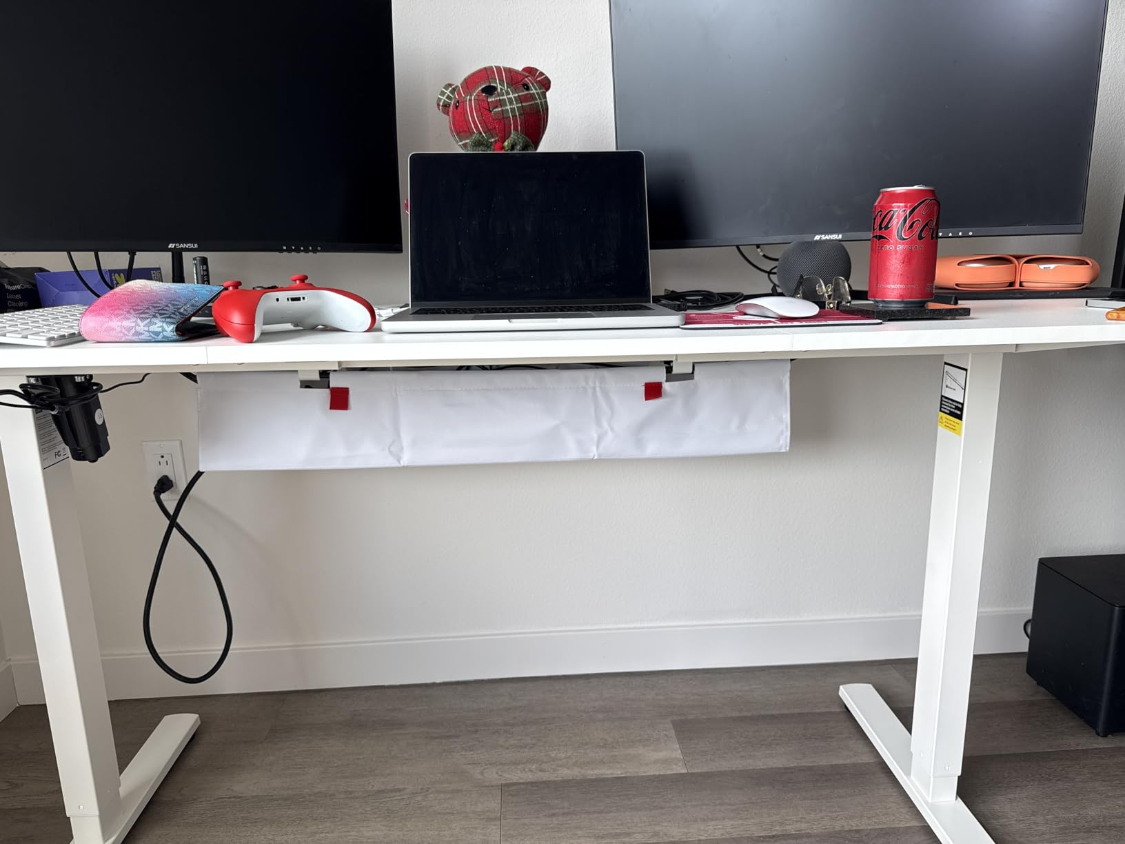 Univivi No Drill Under Desk Cable Management Tray, 36 inch Cable Management | Clamp/Screw Mount Desk Cable Management, Premium Fabric Cable Management Tray, Large Capacity Cord Organizer for Office, Home customer photo 1