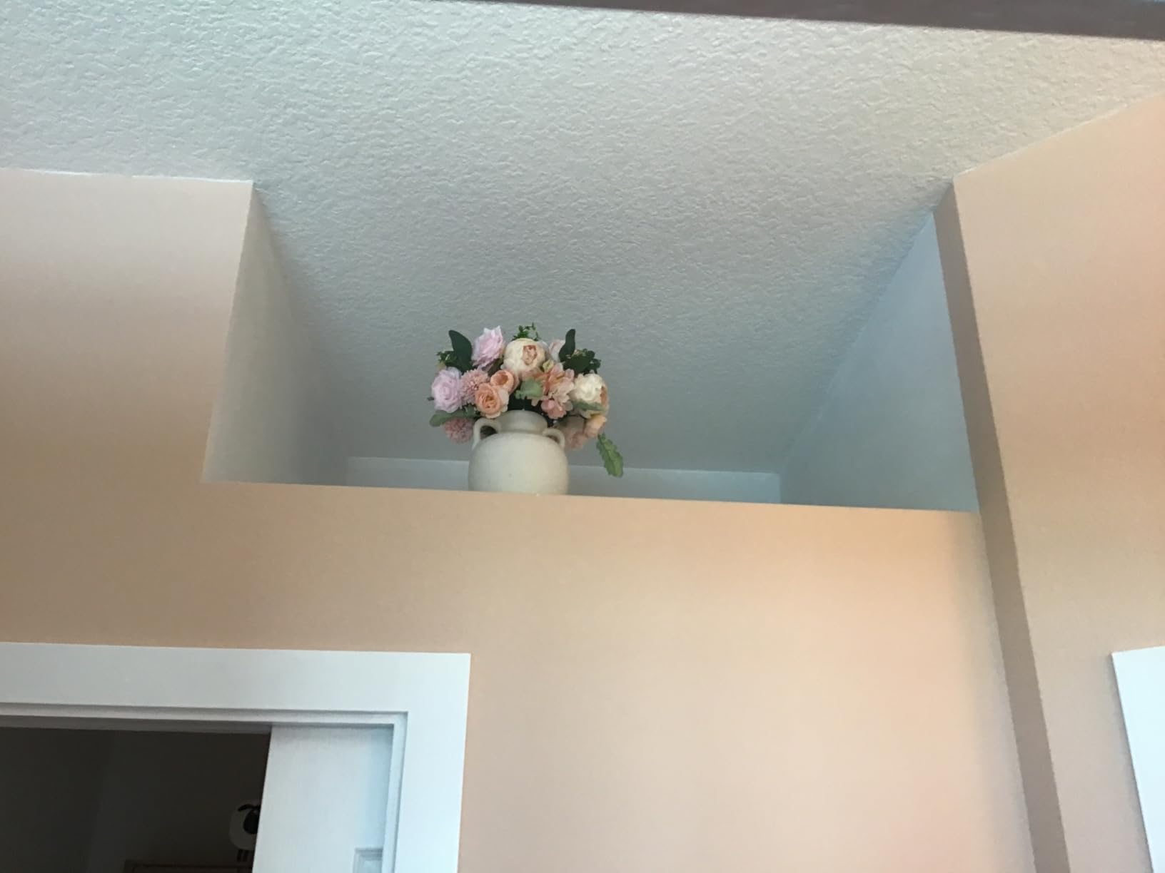 Large White Ceramic Vase - 9.8 Inch Rustic Farmhouse Flower Vase for Home Decor, Minimalist Tall Vases for Living Room, Table, Bathroom, Holiday & Weddings (Sandstone White) customer photo 2
