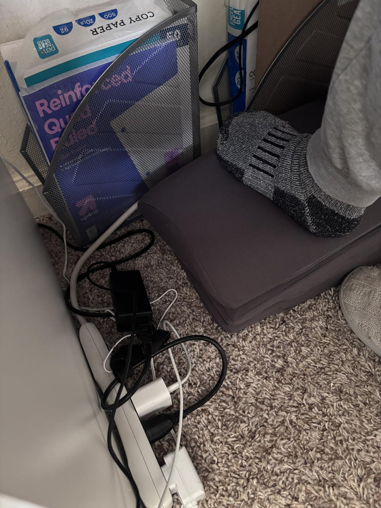 TranquilRelax Foot Rest Under Desk, 3-Height Adjustable Foot Stool, Black | Desk foot rest, ergonomic foot support, machine-washable cover, non-slip bottom, gaming foot rest, office, car customer photo 2