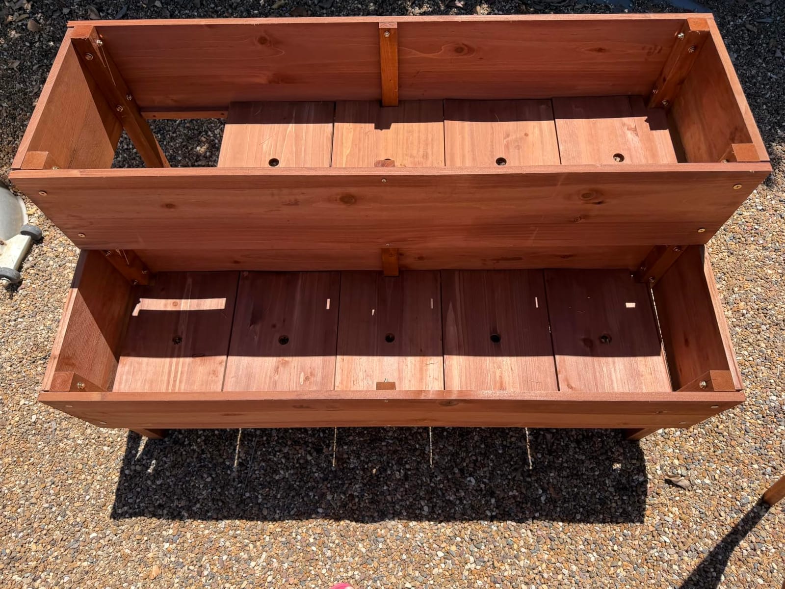 Raised Garden Bed with Trellis & 2 Planter Boxes, 2-Tier Outdoor Wooden Elevated Planter Box with Legs & Drainage Holes, Gardening Planters for Flowers, Herbs, Vegetables & Fruits (Brown) customer photo 2