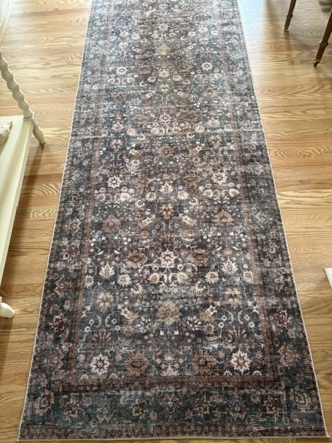 HUGEAR 2x6 Brown Vintage Floral Washable Runner Rug for Hallway, Low Pile, Non Slip, Retro Style, Soft Distressed Hallway Runner Rug for Kitchen, Entryway, Laundry Room, Home Decor customer photo 2