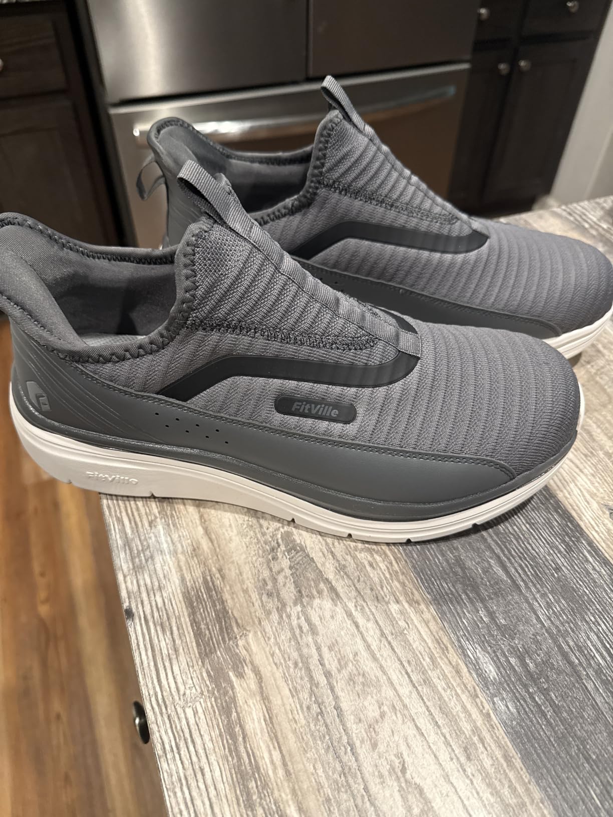 FitVille Men's Extra Wide Slip on Walking Shoes with Arch Support Men Slip on Sneakers for Foot Pain Relief-Stepease V2 customer photo 1