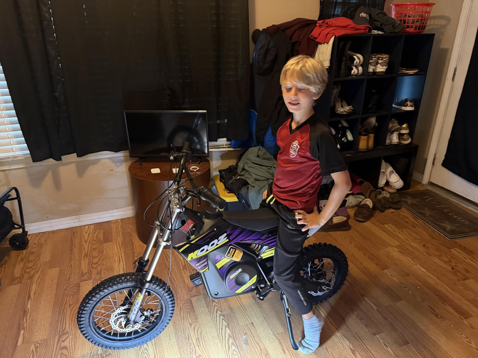 KOOZ HP112E 36V 1000W Electric Dirt Bike for Kids, 3 Speed Modes Teen Electric Motorcycle Up to 18 MPH & 15 Miles Long-Range, Dual Suspension & Disc Brake, 16