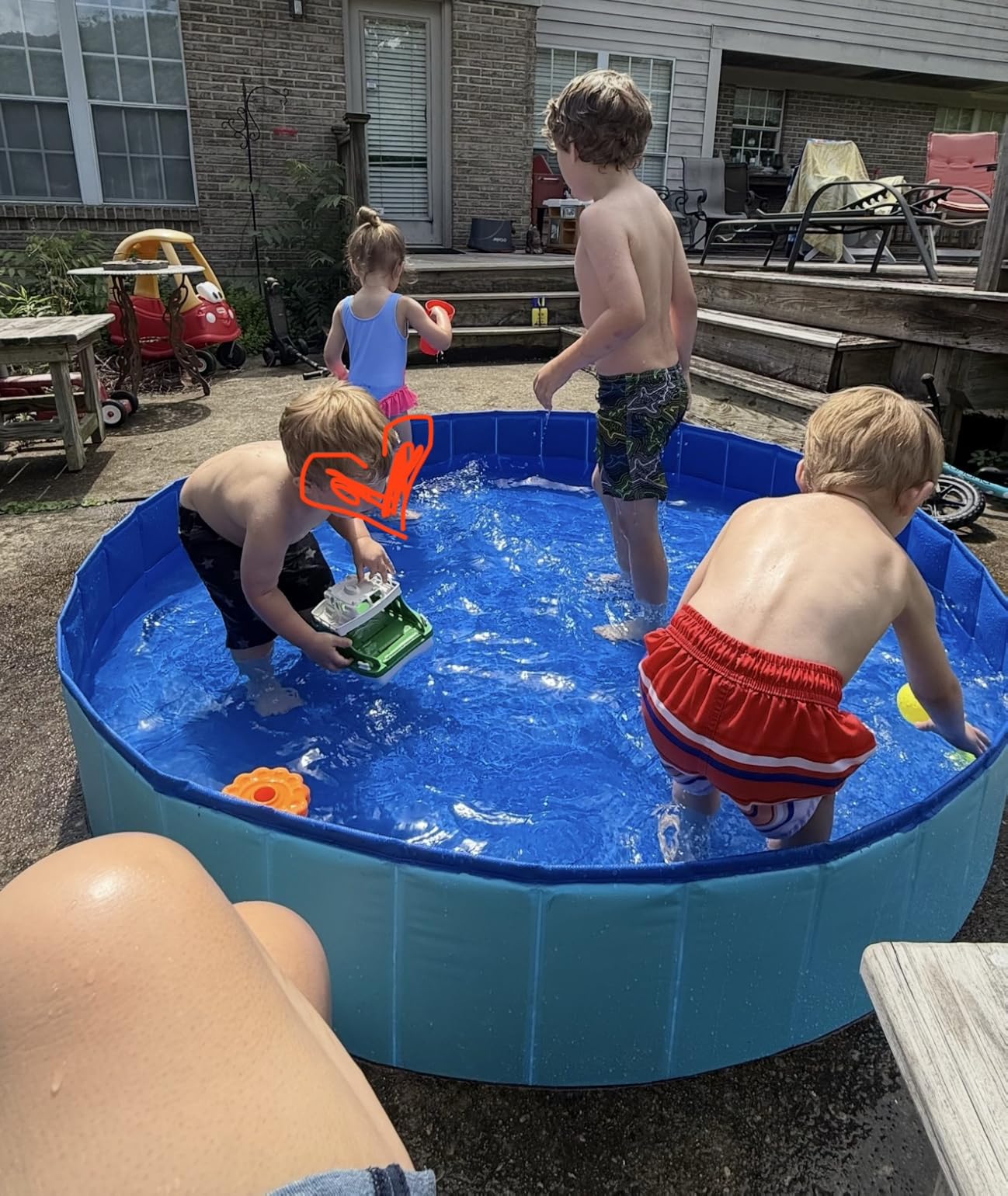 SLOOSH Foldable Dog Kiddie Pool - Portable Hard Plastic Doggie Swimming Pool, Anti-Slip Collapsible Pets Bath Tub Suitable for Kids Indoor Outdoor Backyard Use (Blue, 48