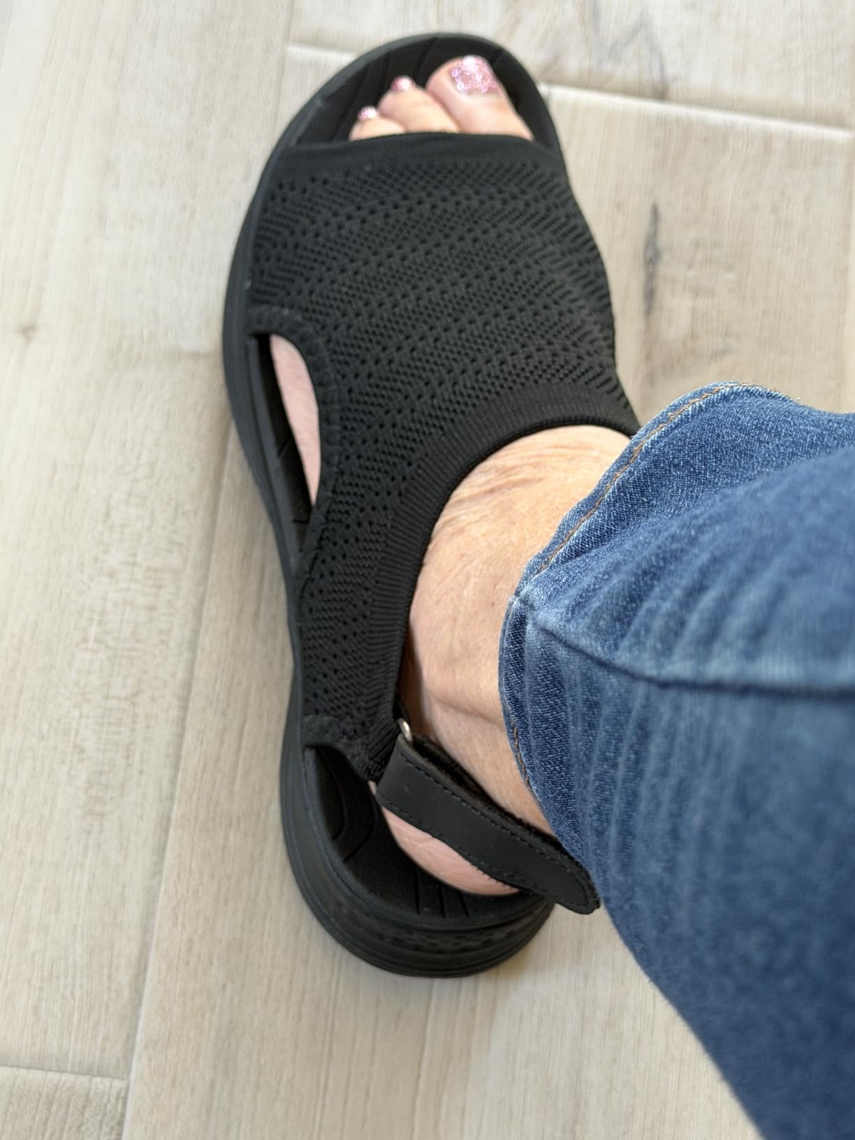 Women Arch Support Orthotic Walking Sandals Open Toe Adjustable Ankle Strap customer photo 1