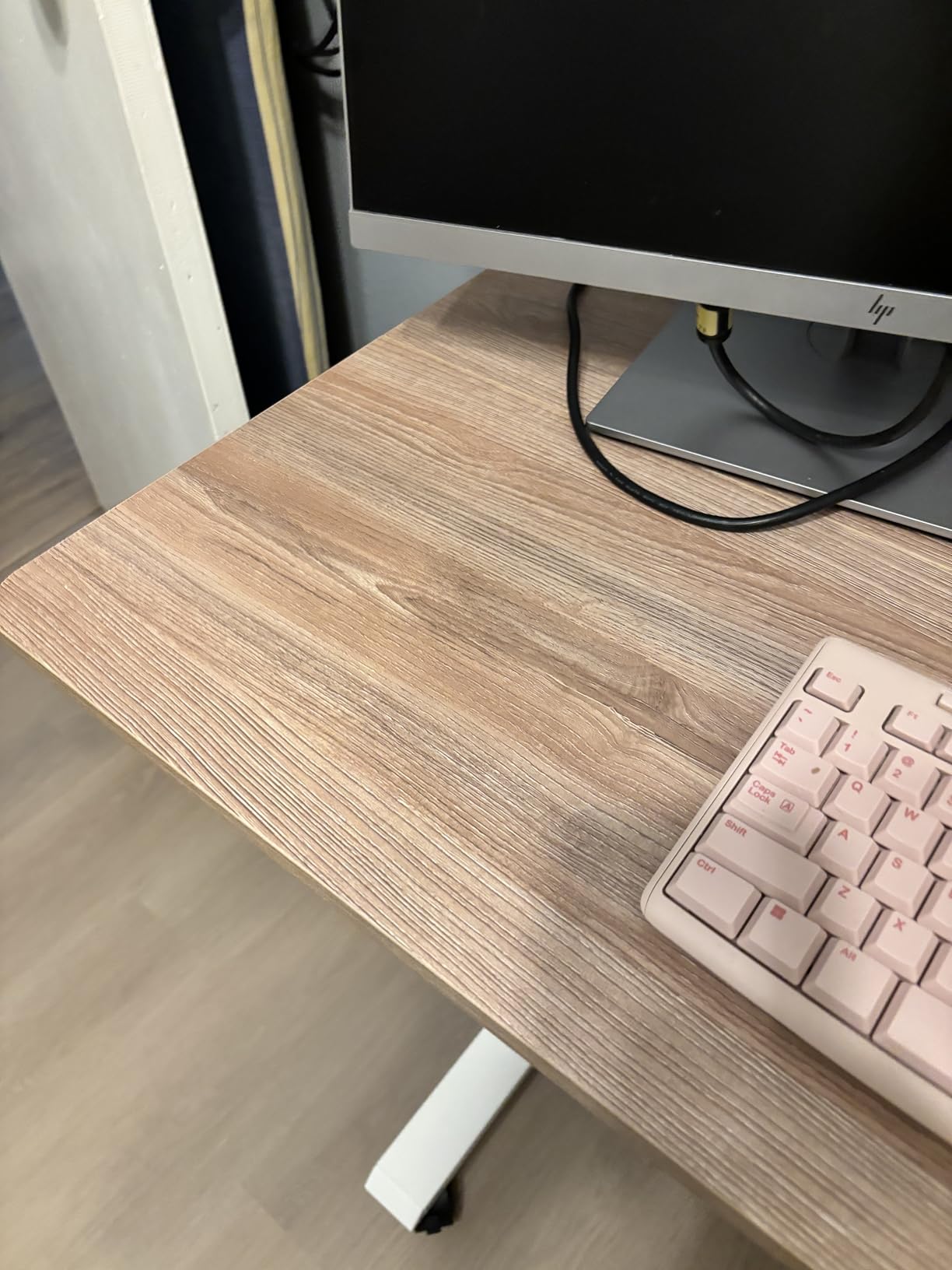 farexon Electric Standing Desk Adjustable Height, 71 x 28 Inch Sit Stand up Desk with Large Mouse Pad, Double Metal Hook, 4 Wheels, 4 Memory Preset Heights Home Office Computer Desk (Brown) customer photo 1