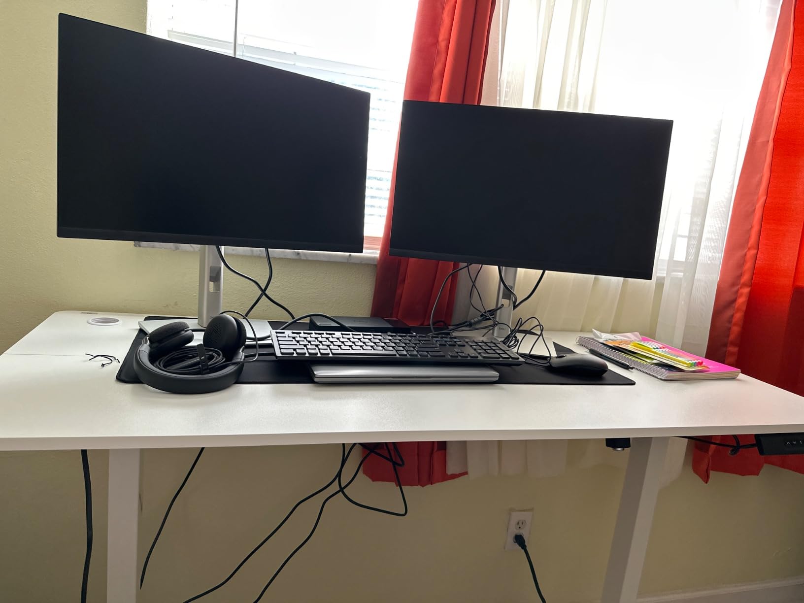 farexon Electric Standing Desk Adjustable Height, 71 x 28 Inch Sit Stand up Desk with Large Mouse Pad, Double Metal Hook, 4 Wheels, 4 Memory Preset Heights Home Office Computer Desk (Brown) customer photo 2