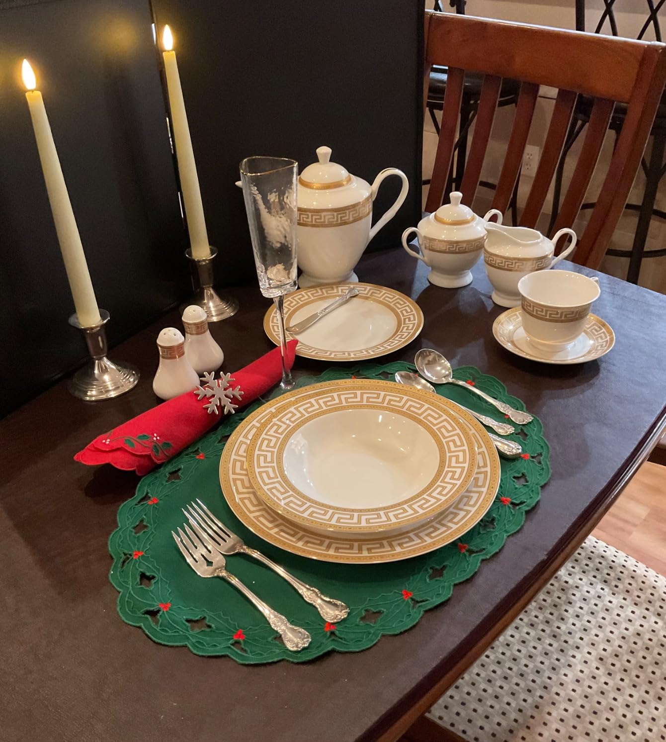 Joseph Sedgh Collection Golden Greek Key Bone China Dinnerware Set, 57-Piece customer photo 1