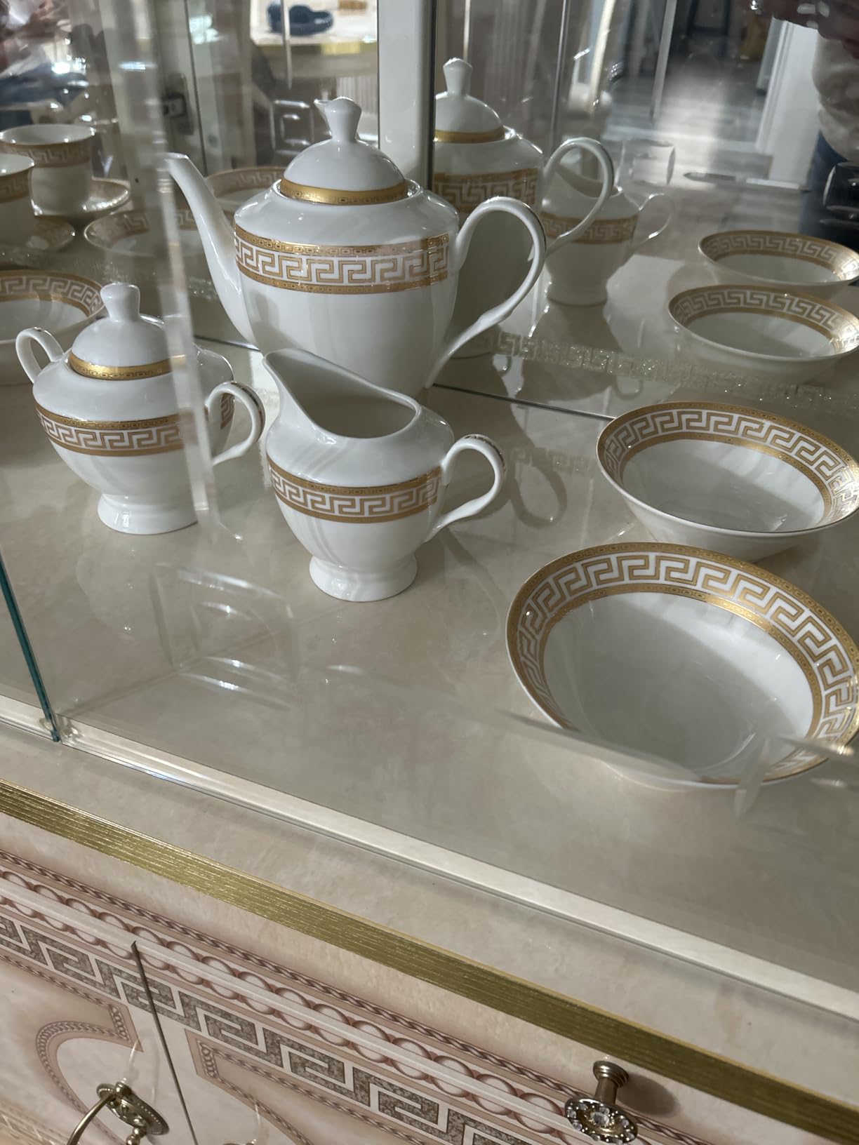 Joseph Sedgh Collection Golden Greek Key Bone China Dinnerware Set, 57-Piece customer photo 2