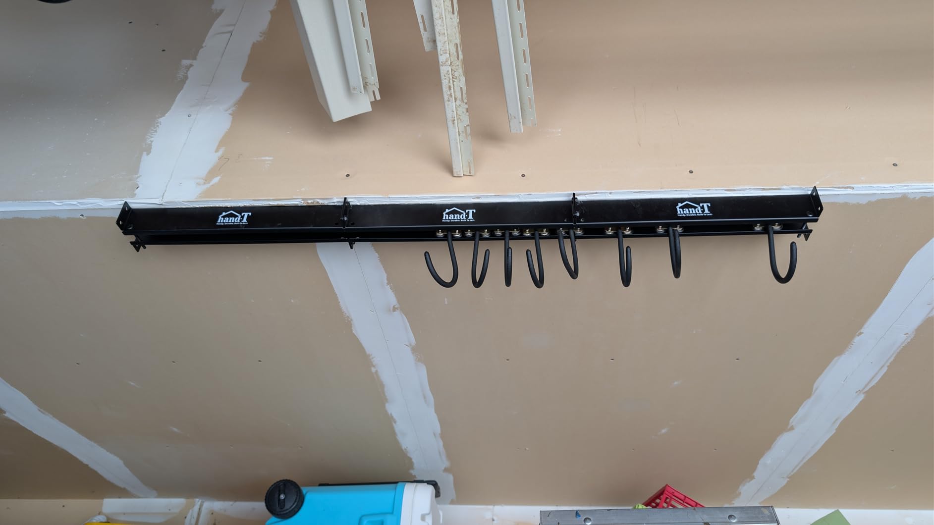 USA Based Ceiling Bike Rack Garage Storage Mount, Bicycle Hanger For Up To 6 Bikes, Sliding 51 inch Heavy Duty Hook Racks With Padded Hanging Mounts, Hooks Hangers (Black, 3 Rails - 6 Hooks) customer photo 1