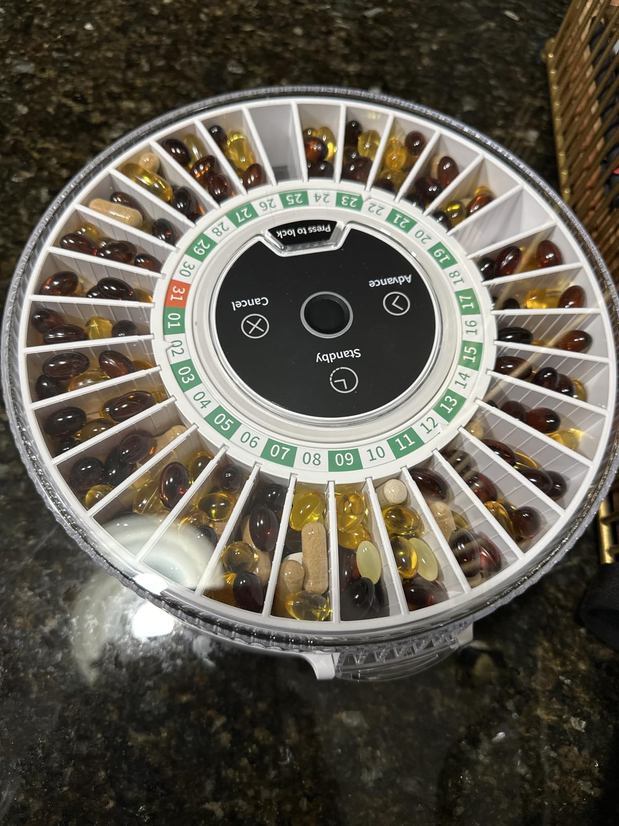 PillCalendar Bluetooth Automatic Pill Dispenser for Elderly with Alarm, Smart Pill Dispenser with 31-Slot, Fingerprint& Mechanical Dual Lock Medication Dispenser, Timed Dispenser Machine (Green) customer photo 1