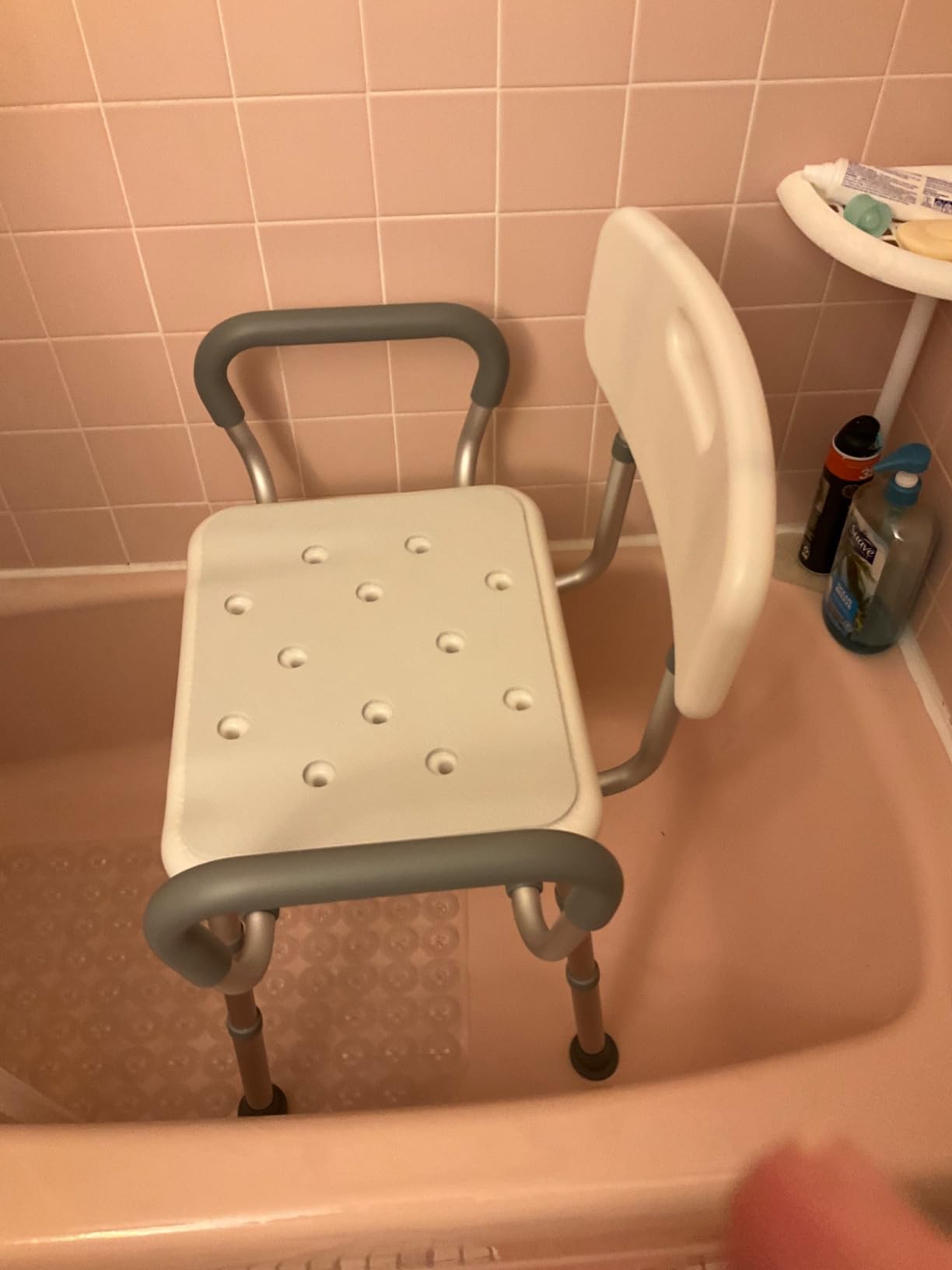 soundfuse Shower Chair for Inside Shower with Arms and Back, Aluminum Frame | Height Adjustable, 400 Lbs Heavy Duty Bath Seat, Non-Slip Feet, Shower Chairs for Elderly and Disabled, Tool-Free Asssembly customer photo 1