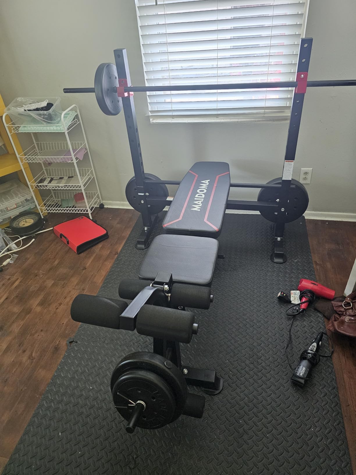 MAIDOMA Foldable 1500LBS Capacity 8 IN 1 Weight Bench Set with Leg Extension/Squat Rack/Preacher Curl, Adjustable Bench Press for Home Gym Full Body Workout (US Stock) customer photo 2
