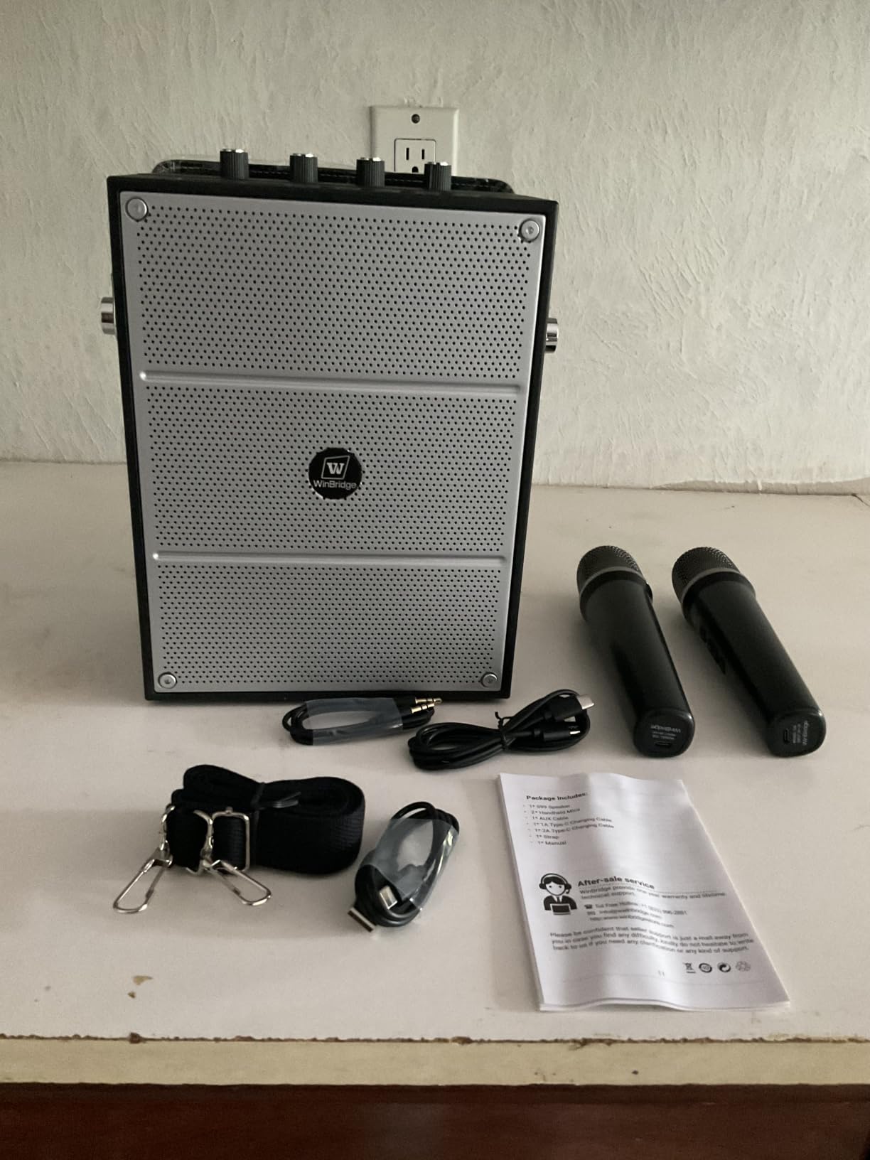100W Powerful Voice Amplifier with 2 Wireless Microphones S99 | Big Pro Sound Portable Speaker with Microphone, Bluetooth Speaker PA System Karaoke Machine Support BT/USB/TF Card/Aux/Guitar customer photo 1