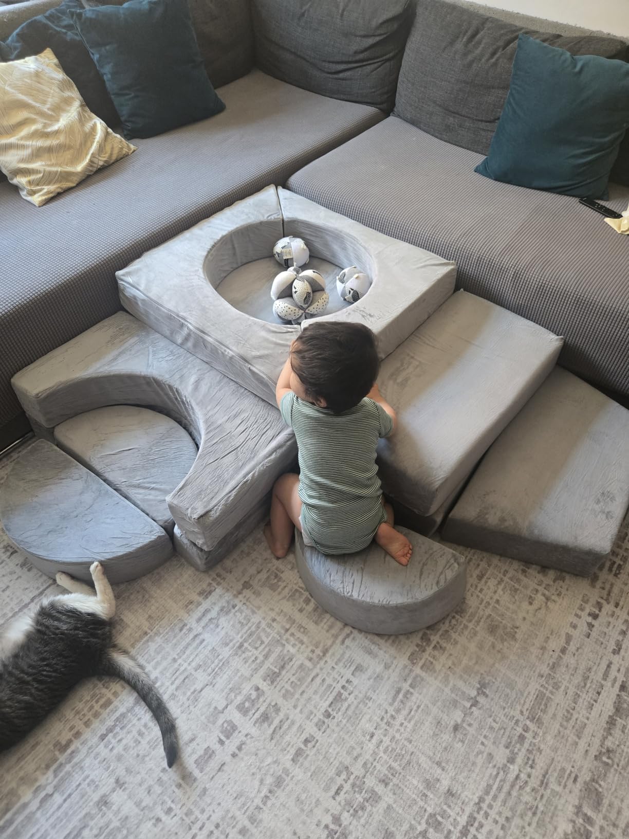 8x10 Washable Area Rug for Living Room Bedroom: Non-Slip Modern White Gray | Machine Washable TPR Backing, Stain-Resistant Low Pile, Pet & Kid Friendly, Abstract Decor for Dining Room, Dorm, Home Office customer photo 1