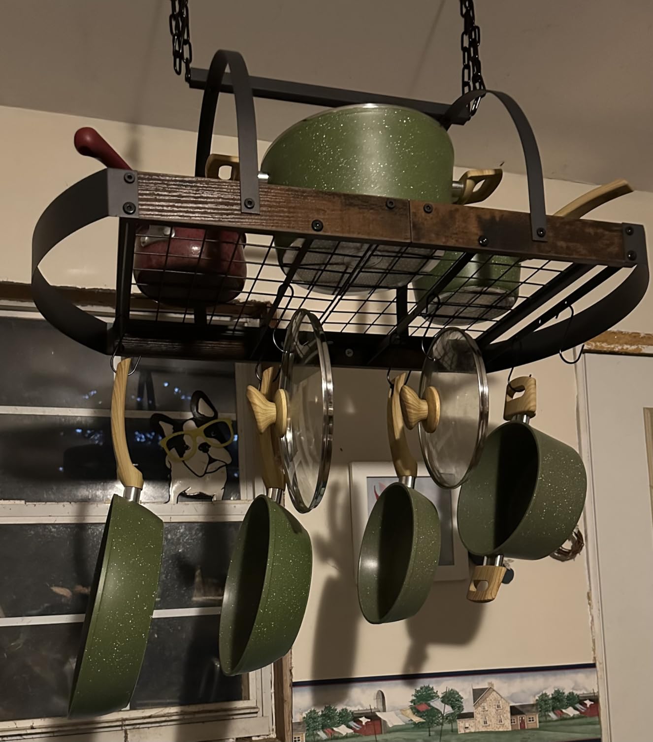 CHOEZON Hanging Pot Rack, Pot Hanger for Kitchen, Ceiling Mounted Pot Holder customer photo 1