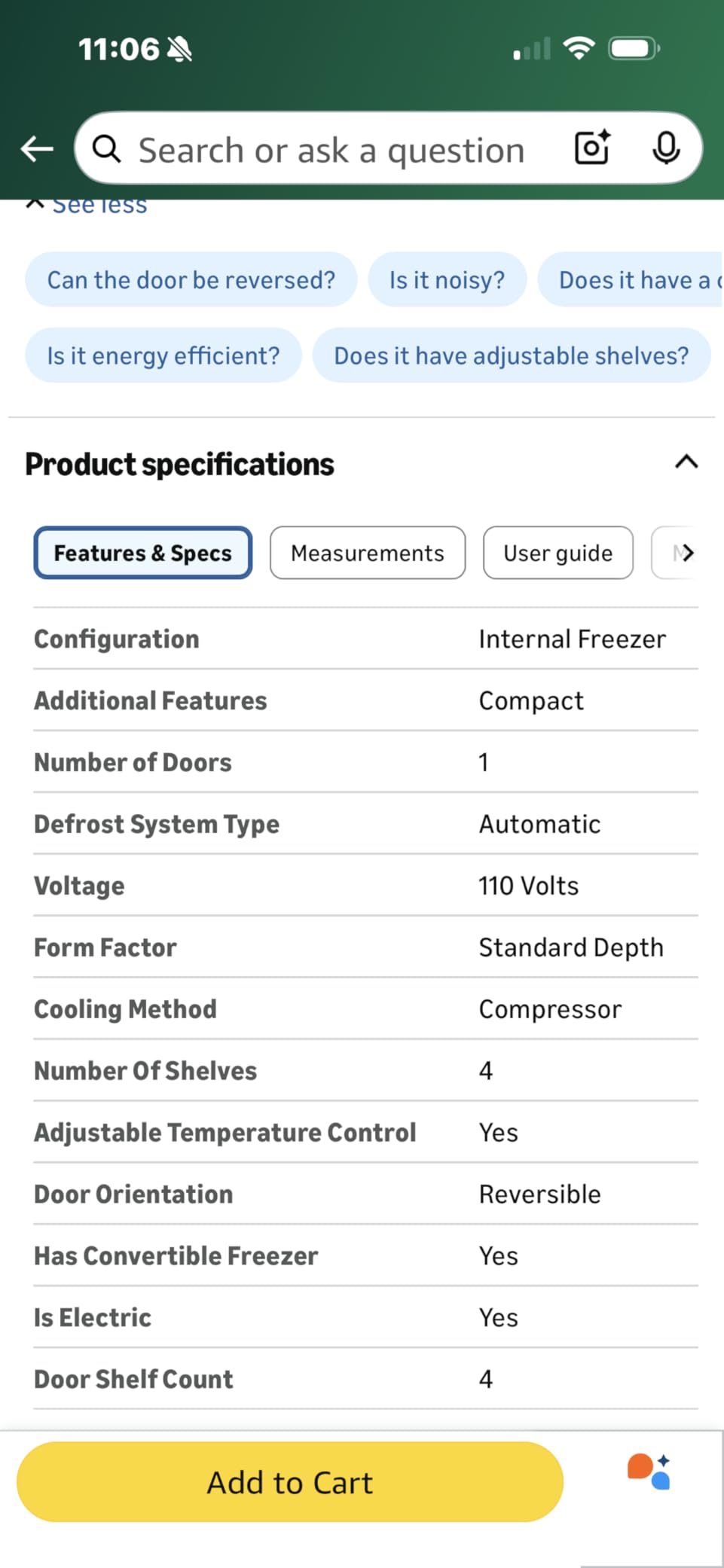 Frigidaire 7.0 Cu. Ft. Upright Convertible Fridge/Freezer, Reversible Door, Removable Glass Shelves, Adjustable Controls, Platinum Finish customer photo 2