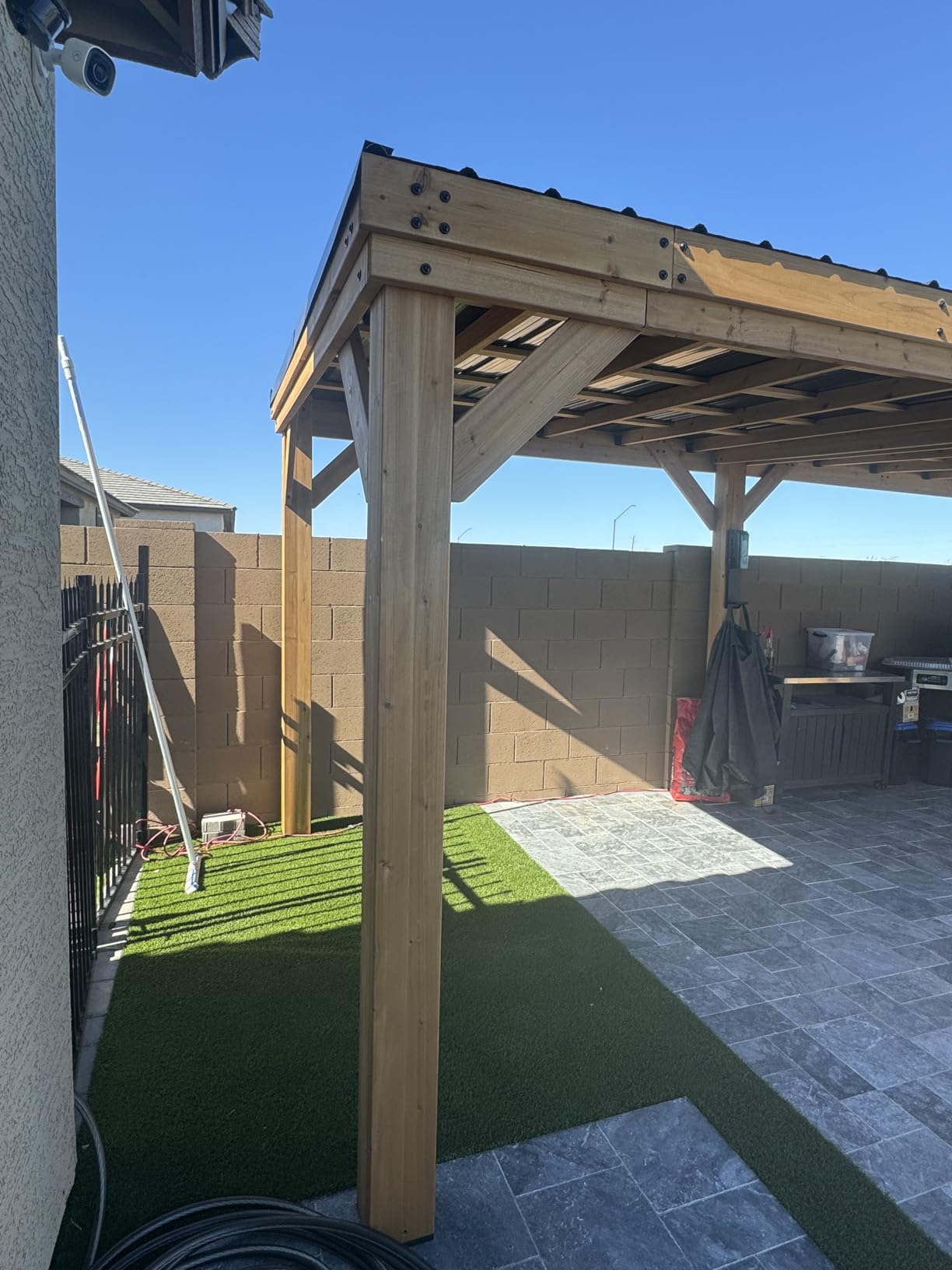 Backyard Discovery Arcadia 14' x 12' Cedar Wood Outdoor Gazebo Pavilion with Hardtop Galvanized Steel Slope Roof, Snow Support, Wind Resistance, PowerPort, Shade for Garden, Patio, Deck, Entertaining customer photo 2