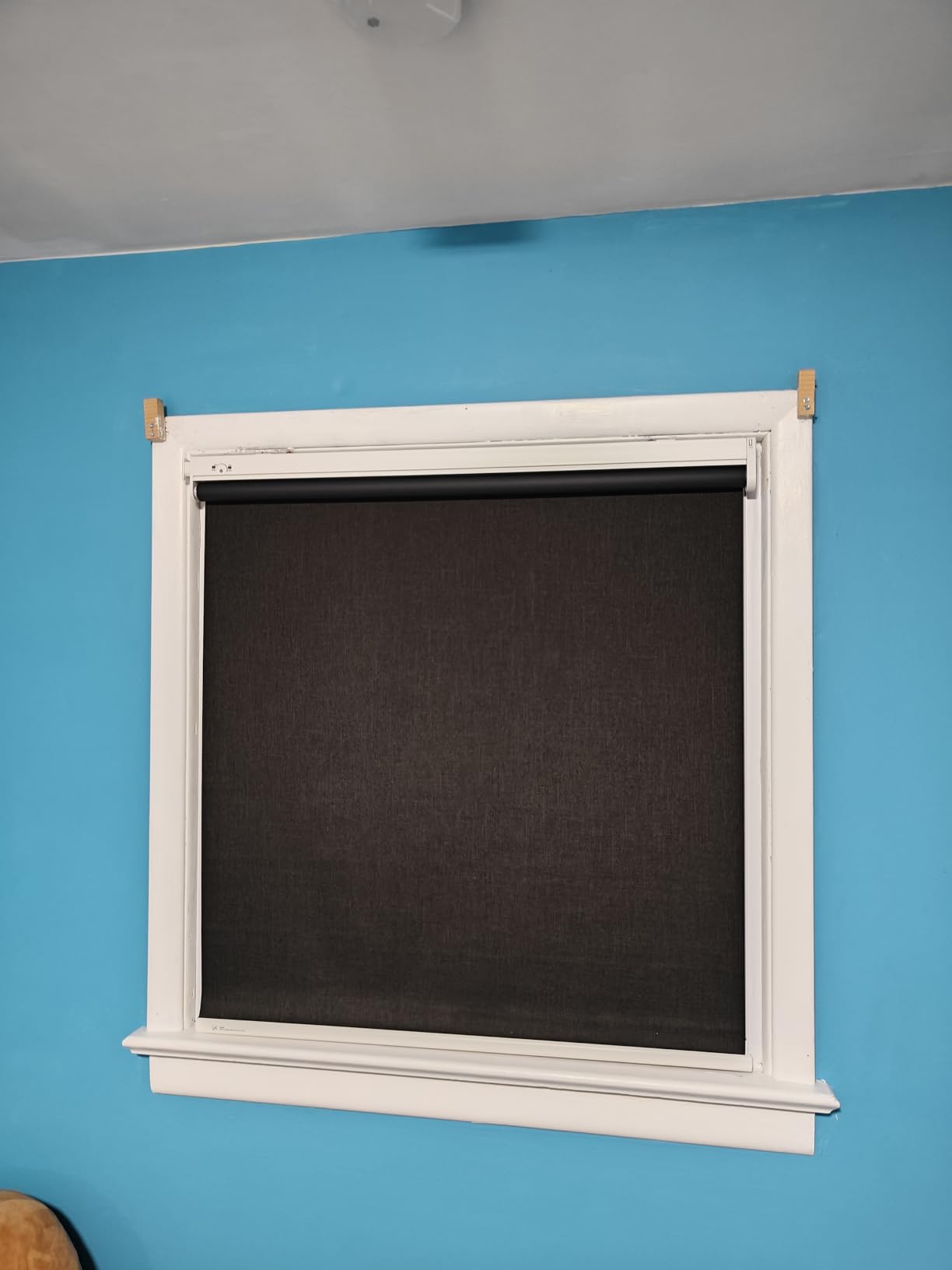 Motorized Blinds No Drill Automatic Blinds for Windows Cordless Roller Shades Electric Blinds with Remote Control Smart Blinds (Black, 34.5 x 72) customer photo 2