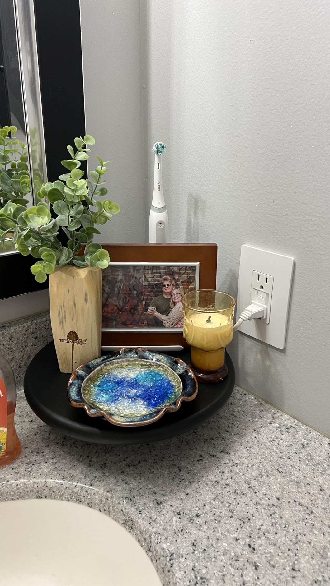 YouCopia The Ledge Toothbrush Holder, 2-Slot, Bathroom Vanity Counter Organizer with Cord Slots, Removable Base and Storage for Phones, Toothpaste and Accessories customer photo 2