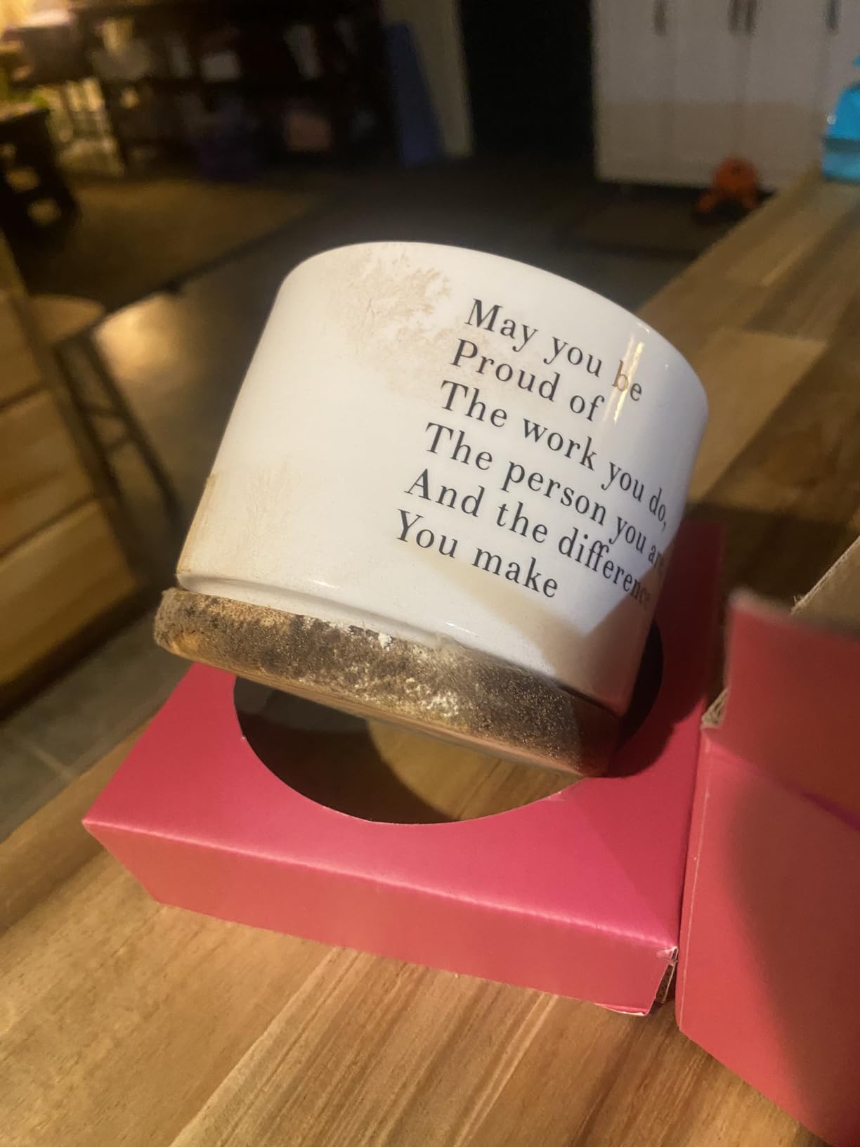 May You Be Proud of The Work You Do Inspirational Gift Ceramic Succulent Plant Pot with Tray Coworker Leaving Motivational Gifts Home Decor Plant Lover 3.5 Inch White (No Plants) (with Bamboo Tray) customer photo 2