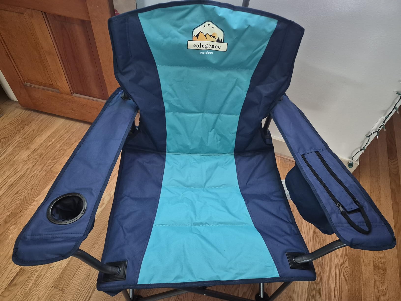 Colegence Oversized Heavy Duty Camping Chair for Adults, 450 lb, Black | Folding camp chair with padded seat, cooler bag, cup holder, side pocket, carry bag for lawn, fishing, sports and tailgating. customer photo 2