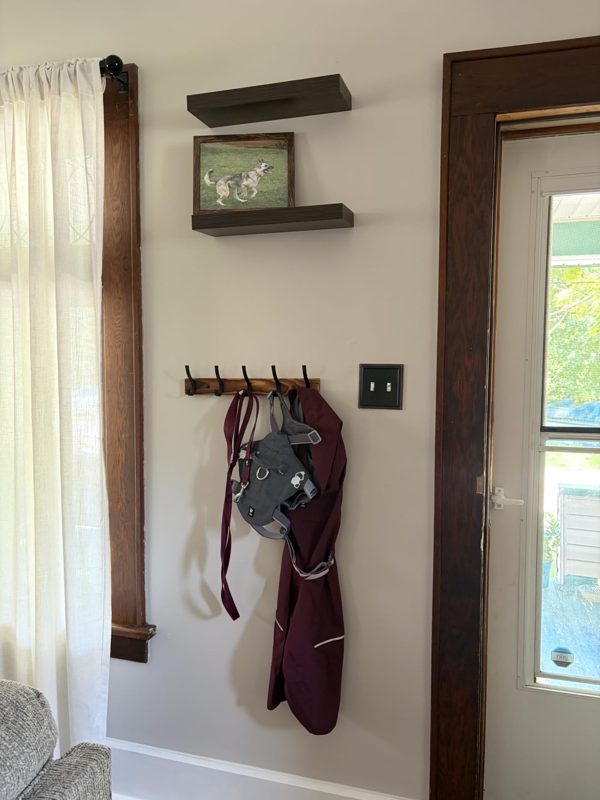 Optish Coat Rack Wall Mount, 16.5 Inches Wood Coat Hooks, Wall Hooks for Hanging, Hat Rack Bag Hanger Key Holder for Wall, Purse Hanger Towel Racks for Bathroom (1Pack, Brown) customer photo 2