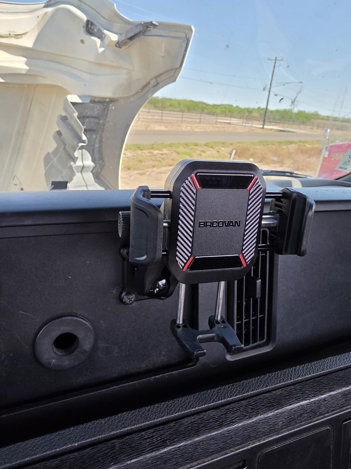 BRCOVAN Anti-Theft Phone Mount Holder with Vibration Dampener, 1s Locking | Don't Block Camera, with Aluminum Medium Arm & Square Base, for Car Boat Truck Motorcycle UTV, Fit 5.4-7.2'' Smartphones customer photo 2