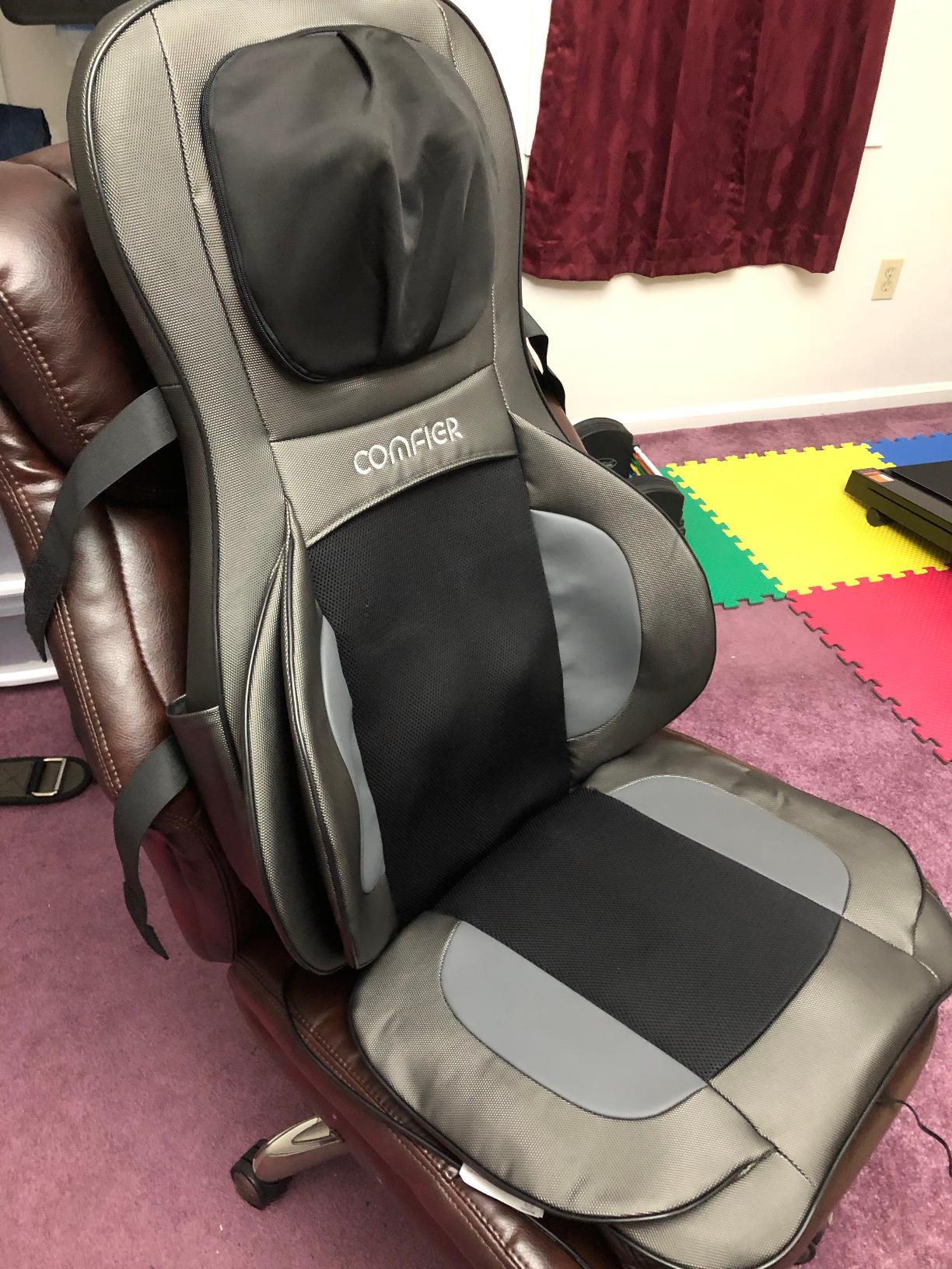 COMFIER Shiatsu Neck Back Massager with Heat,2D/3D Massage Chair Pad with App Control,Deep Tissue Kneading Massage Chair Pad with Compression,Adjustable Back Coverage,Black customer photo 2