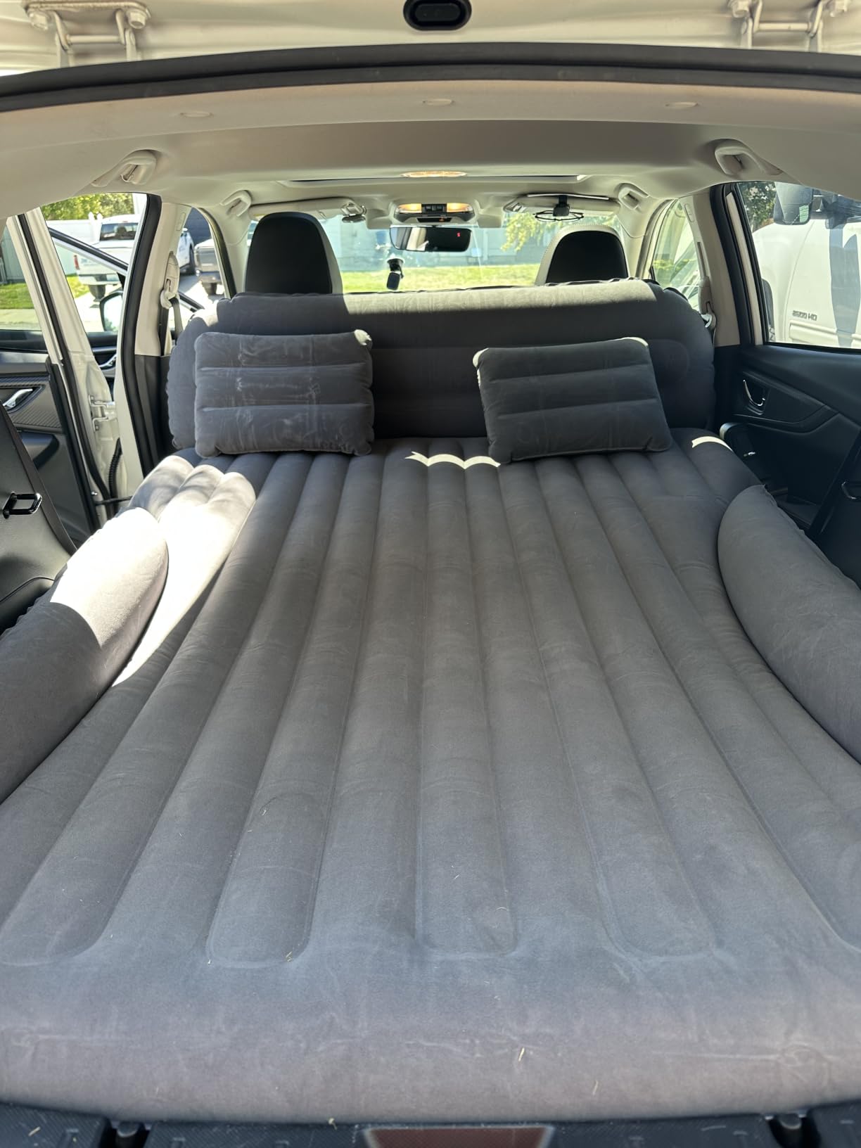 Ciremiv SUV Air Mattress with Pump, Double-Sided Thick Flocked Car Bed | Complete Sleeping Kit Accessories, Ideal for Auto Camping, Outdoor Tent Use and Long-Distance Road Trips (Green+Charcoal) customer photo 1