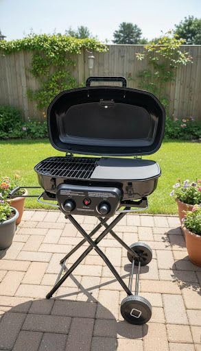 Brand-Man Portable Grill Camping, 2-in-1 Propane Gas Grill & Griddle | Folding Stand-Up Cart, 18,000 BTU 2-Burner Outdoor BBQ for Family Camping, Tailgating and Patio, Green customer photo 1