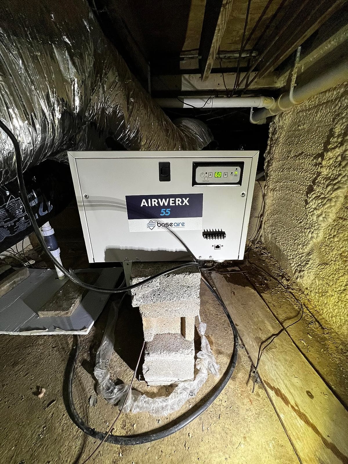 BaseAire 120 Pints Crawlspace Dehumidifier with Pump for 1,300 sq. ft | Energy Star Built-in pump, cETL, Auto Defrost, Intelligent Control, Auto Restart, for Commercial, Whole Home and Basement customer photo 2