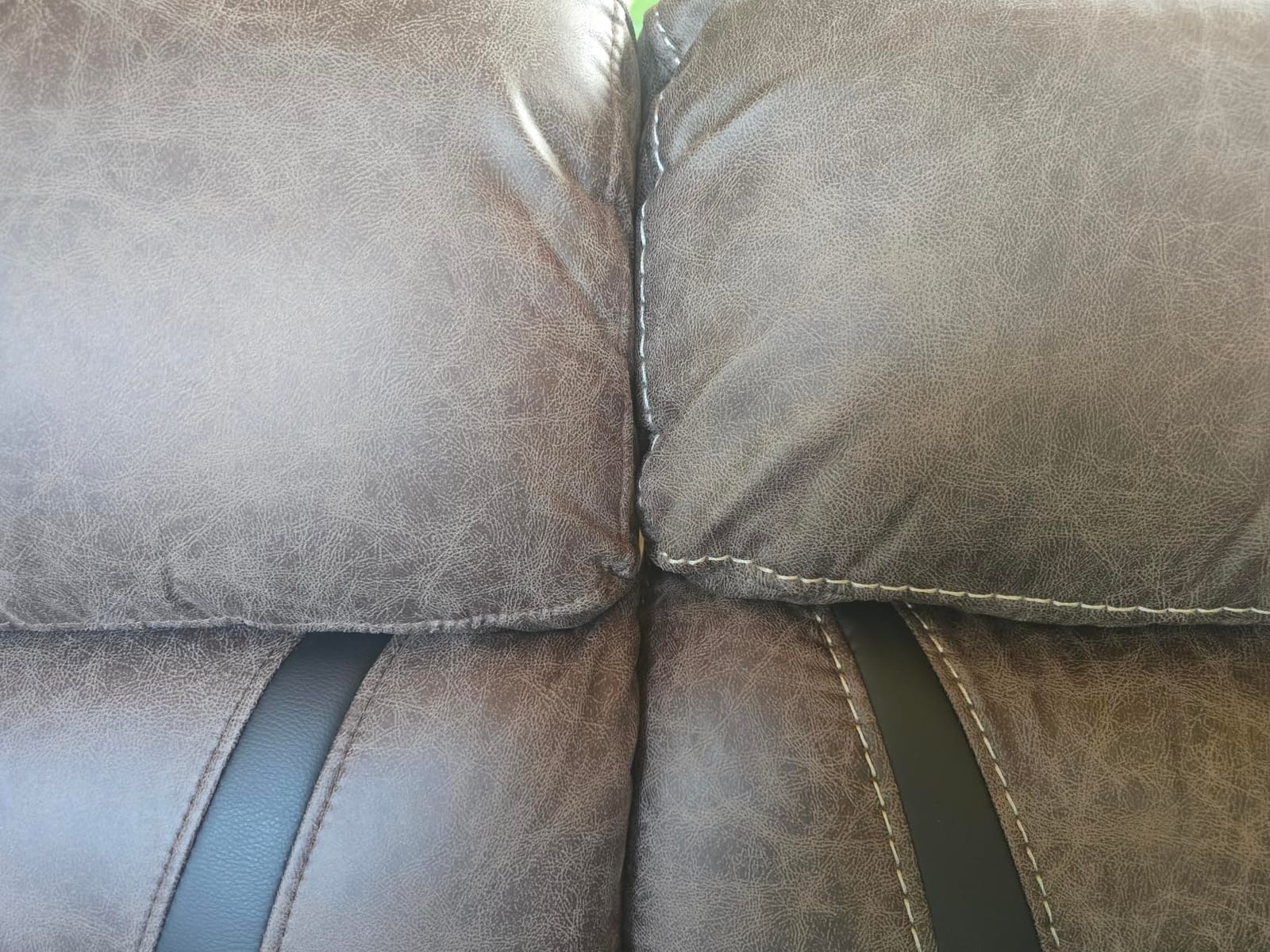 EBELLO Faux Leather Recliner Sofa Furniture Set for Living Room, 2 Recliner Chairs, 3 Seat Reclining Sofa Couch Set for Meeting Room, Brown customer photo 1