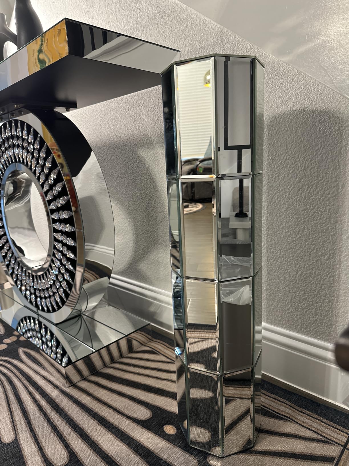 Mirrored Hollow Floor Vase 31.5