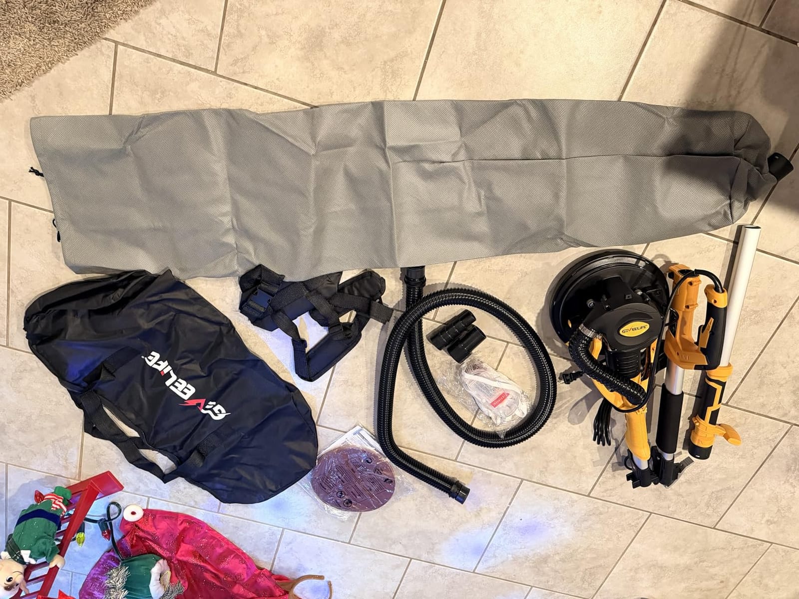 Electric Drywall Sander, 5 Speed 1000-2100RPM, Foldable & Extendable Handle | 880W Motor, 1000-2100 RPM, Up to 99% Dust Collection, 4.4-5.5 ft Telescopic Pole, 360° Head, LED Light, Foldable Design customer photo 2