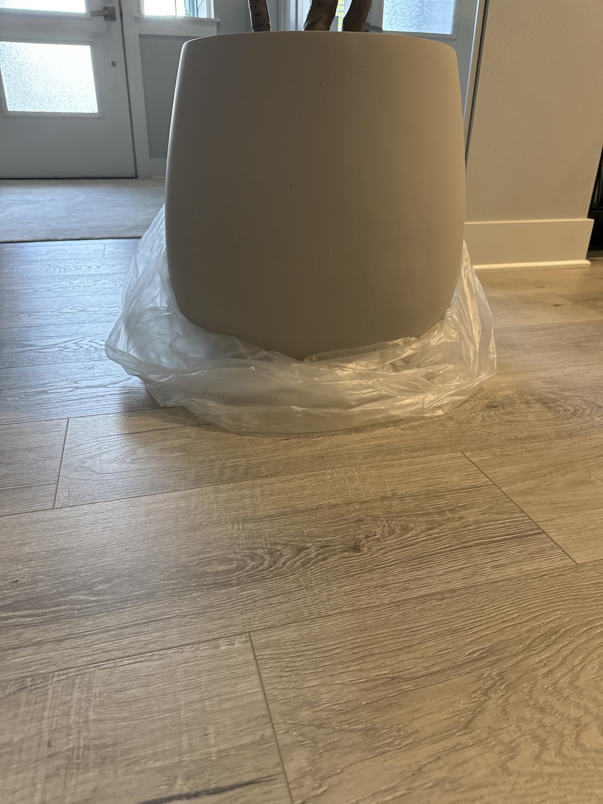 Heyzier Oval Concrete Planters for Outdoor Plants, Large Tall Cement Flower Pots Indoor for Garden, Front Porch, Patio (Gray) customer photo 1