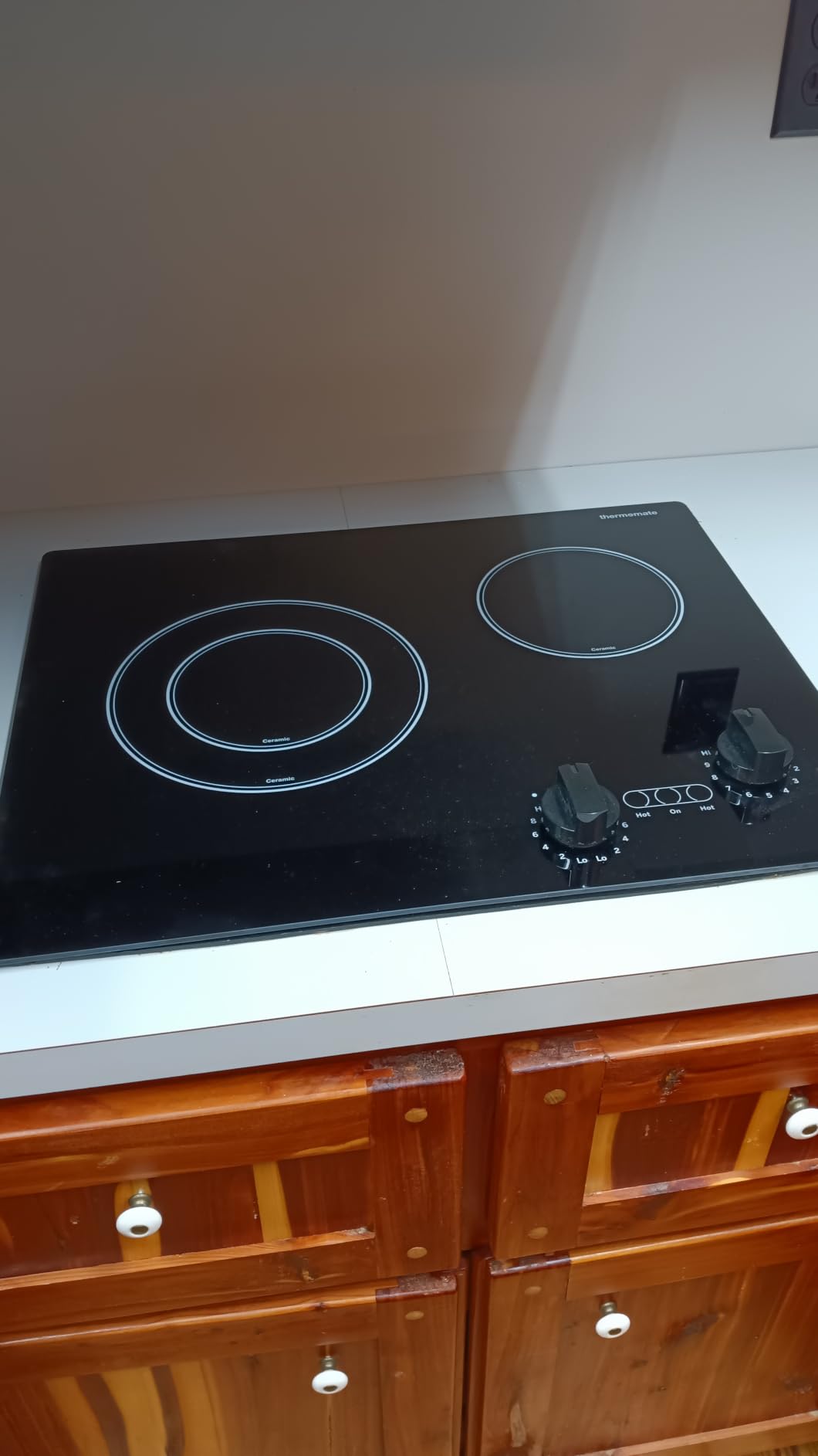 ThermoMate 36 Inch Electric Cooktop, 5 Burners Knob Control Built-in Ceramic Cooktop, 30