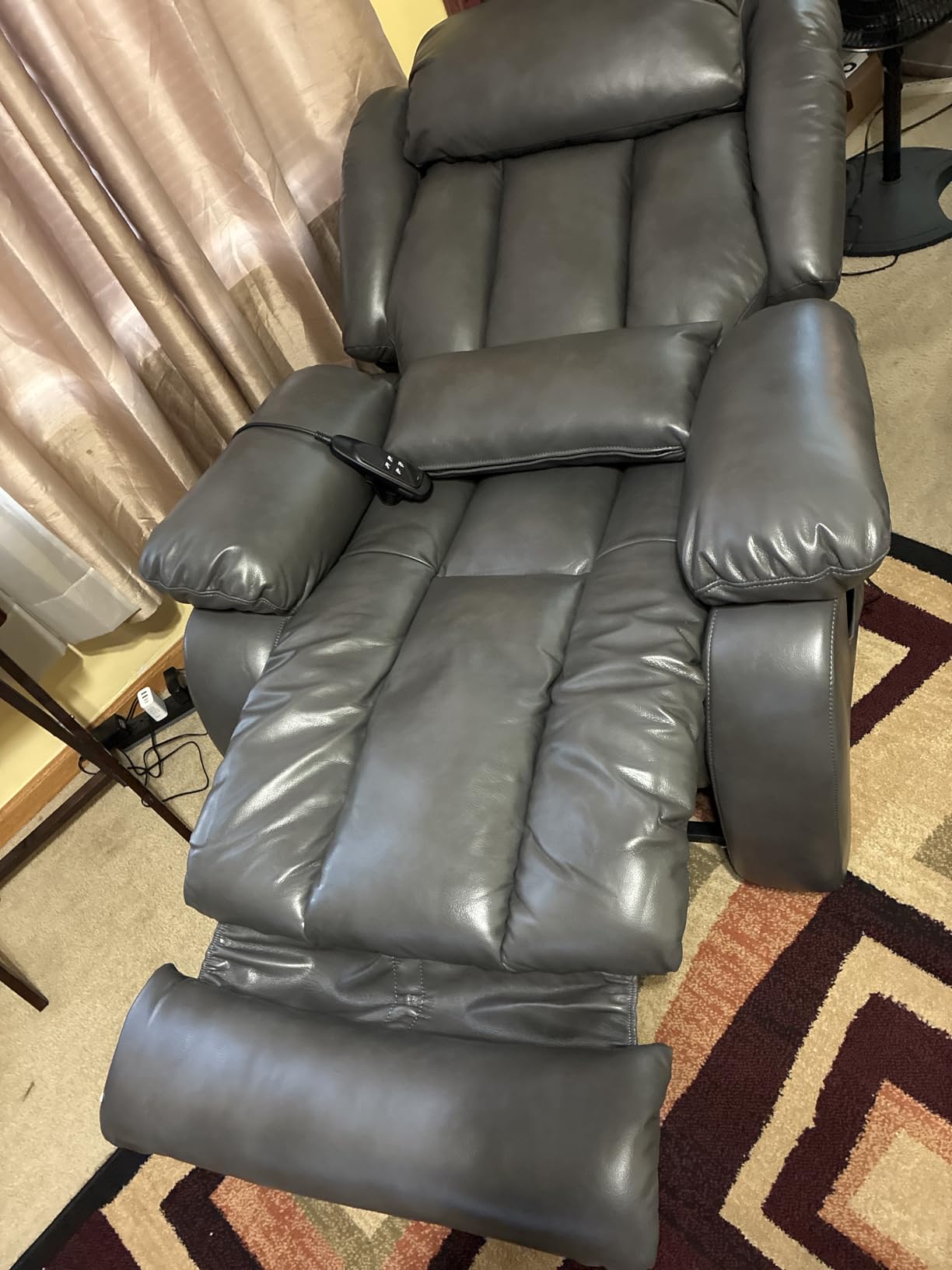 Infinite Position Lay Flat Power Lift Recliner Chair for Elderly, Brown | Dual Motor Power Lift Chair, Massage & Heating, Extended Footrest, USB Ports, Remote Control, Lumbar Pillow, Leather customer photo 2
