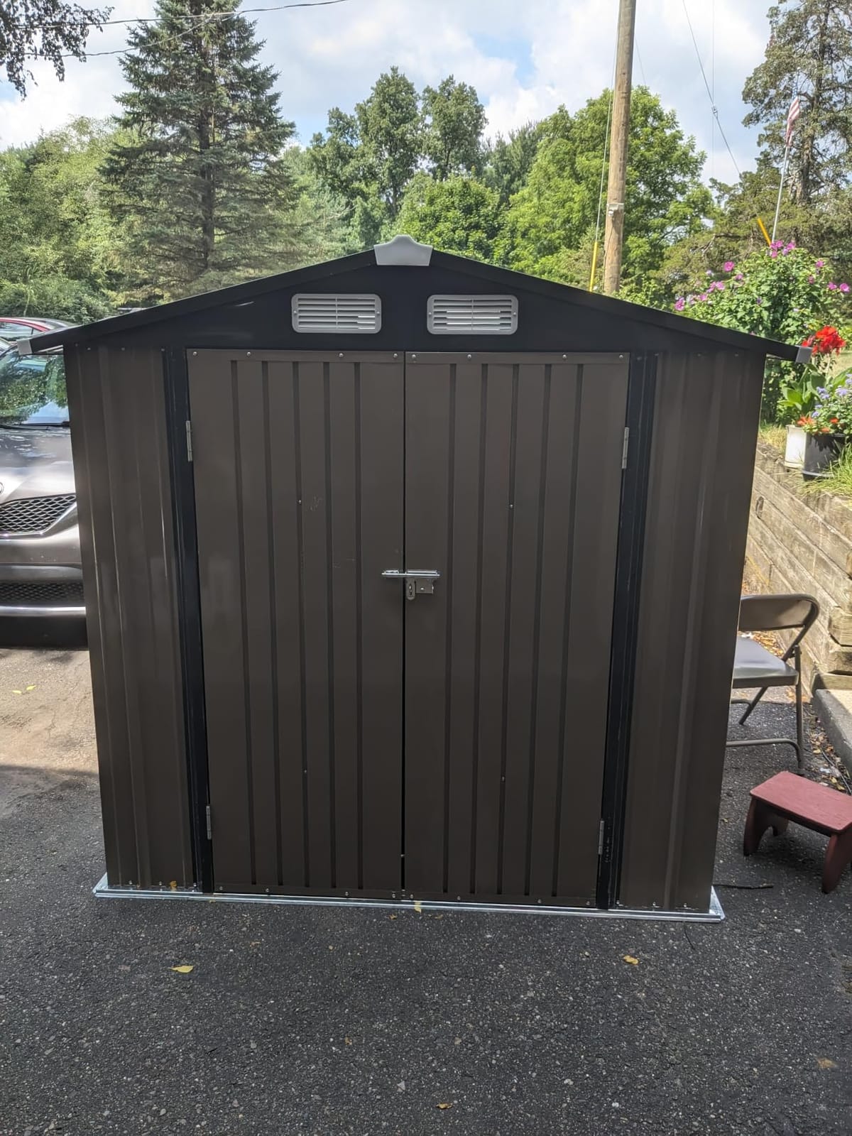 Aoxun 6.2x4 FT Shed Outdoor Storage Shed, Brown | Metal Shed with Lockable Doors & Slooping Roof Garden Tool Shed for Backyard, Patio, Poolside customer photo 2