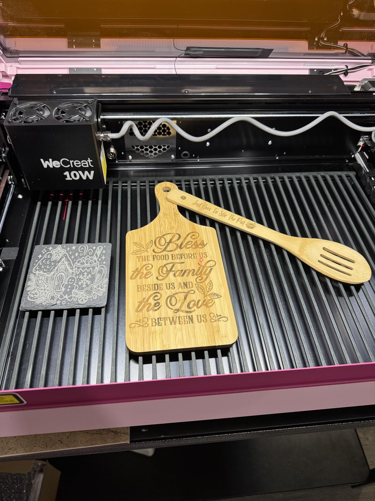 WECREAT Vista 10W Laser Engraving Machine with 9-in-1 Rotary, Smart HD Camera, Compact Diode Desktop Laser Engraver for Beginners DIY Hobbyist Wood Leather Glass Metal Jewelry Gifts Making customer photo 2