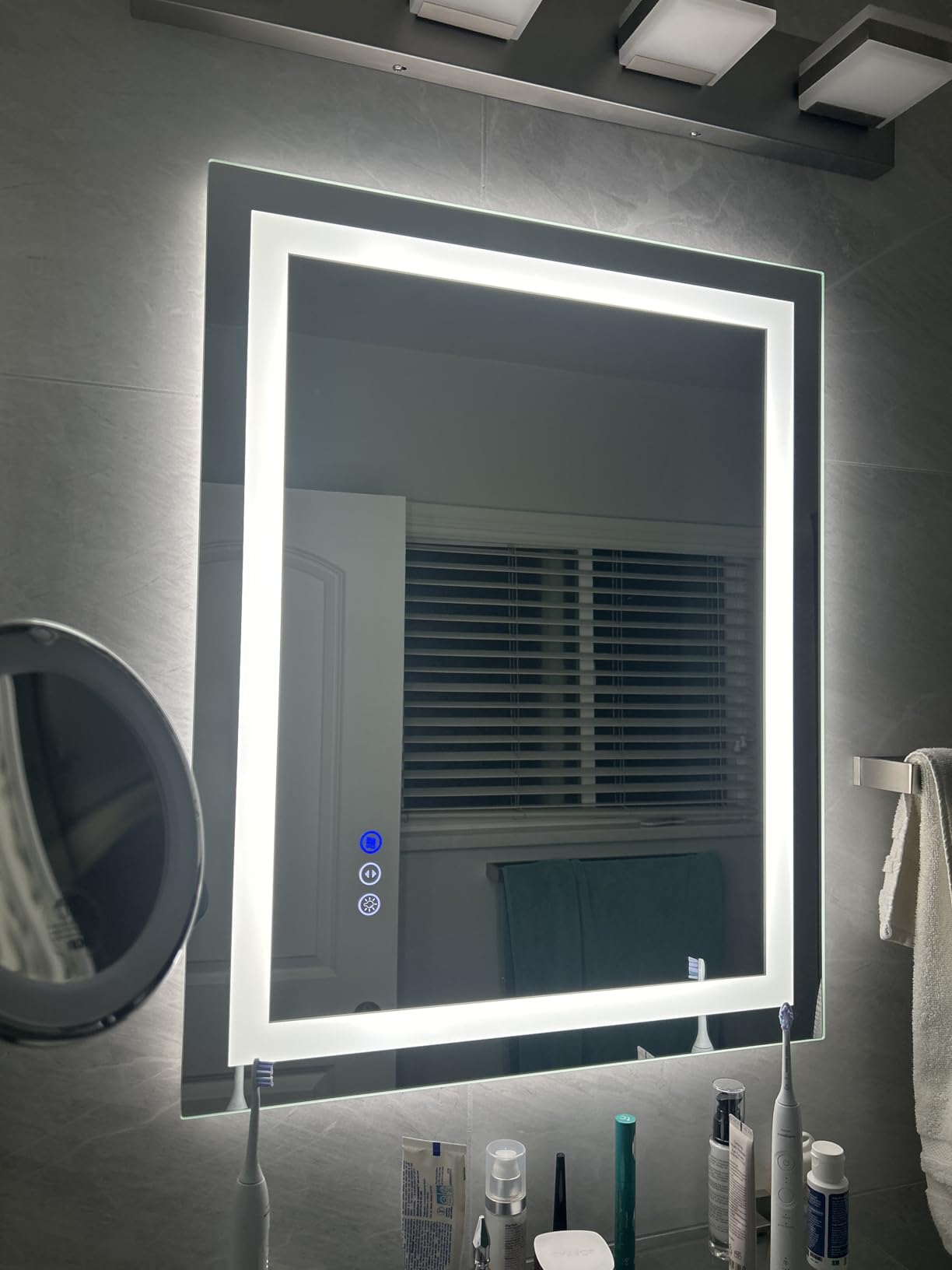 24x32 LED Bathroom Mirror, Dual Lit Anti-Fog Wall Vanity Mirror | 3 Color Dimmable, Memory Function, Shatter-Proof Tempered Glass, ETL Listed, IP54 Waterproof Horizontal/Vertical customer photo 1