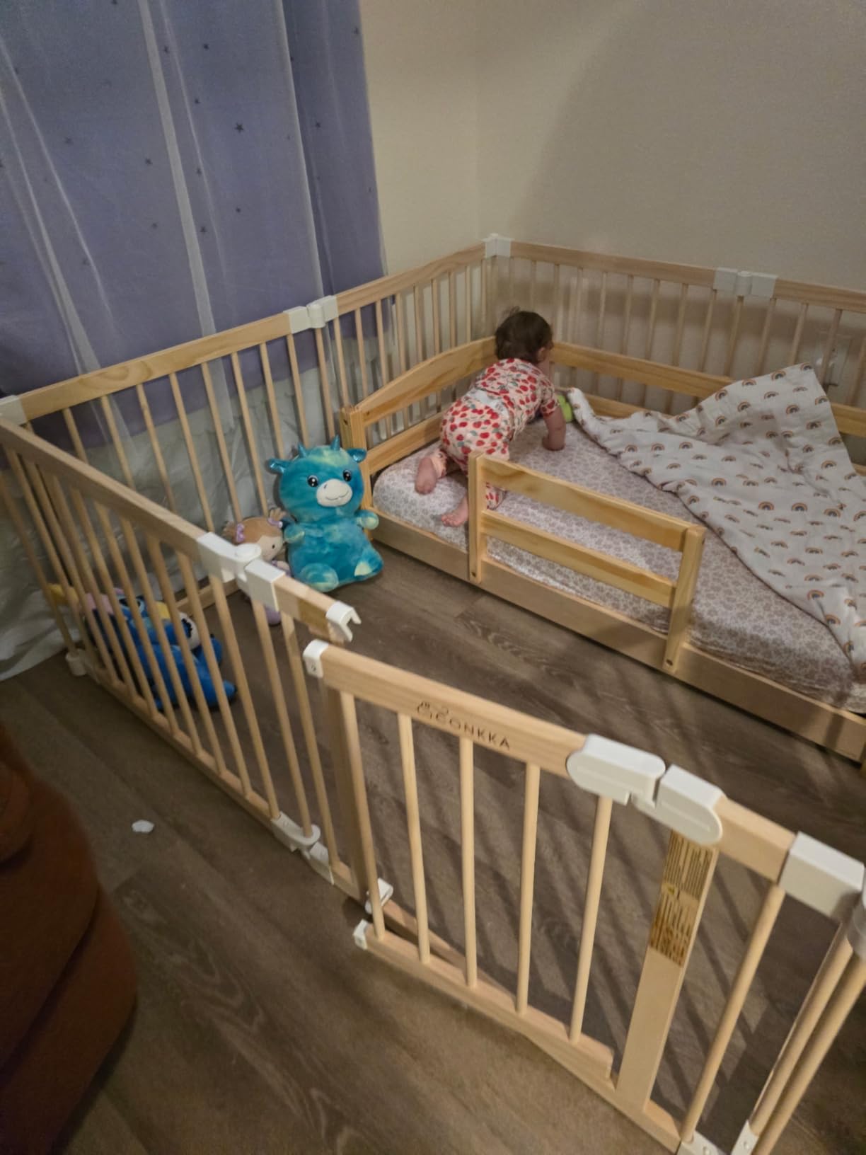 Ocodile Toddler Bed with Rails | Low Montessori Floor Bed Frame for Kids | Standard Crib Size Wooden Frame for Independent Toddlers 1-3 - Gray customer photo 1