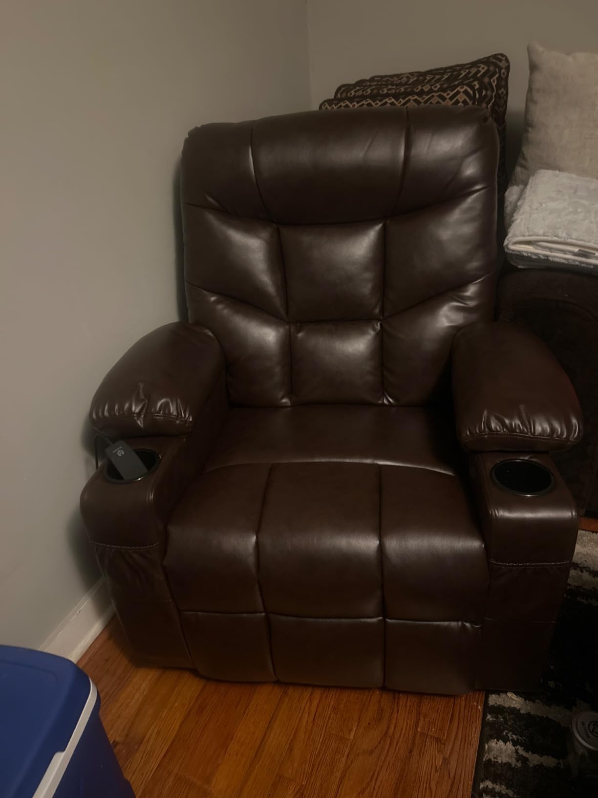 MCombo Power Lift Recliner for Elderly, Leather 7287 (Navy Blue, Medium) | Stand Assist, 140° Recline, 4.7
