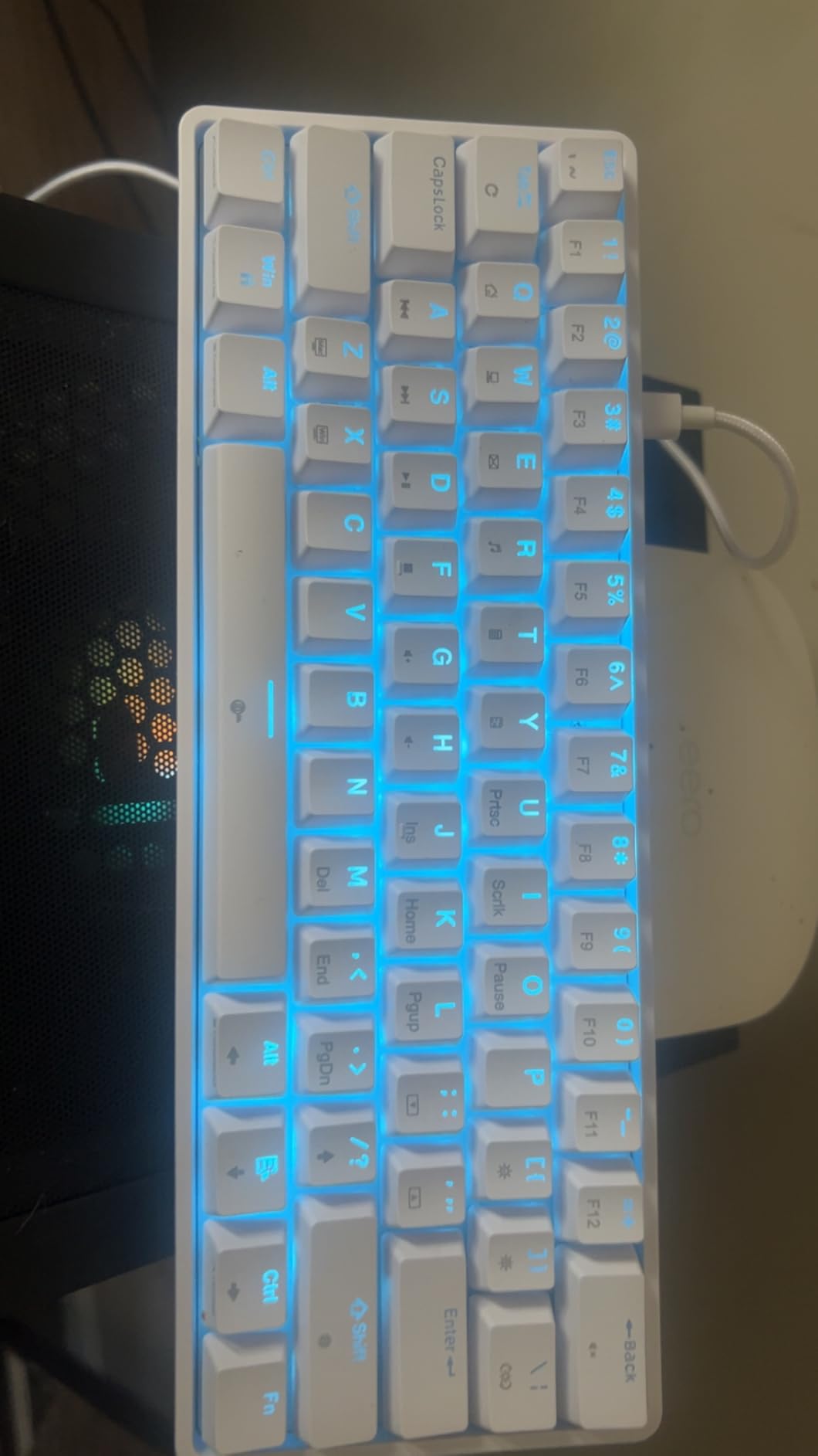 TMKB 60% Mechanical Gaming Keyboard, Red Linear Switch, Wired, White | LED Backlight, Anti-Ghosting, Detachable USB-C, Double-Shot Keycaps, 61 Keys customer photo 2