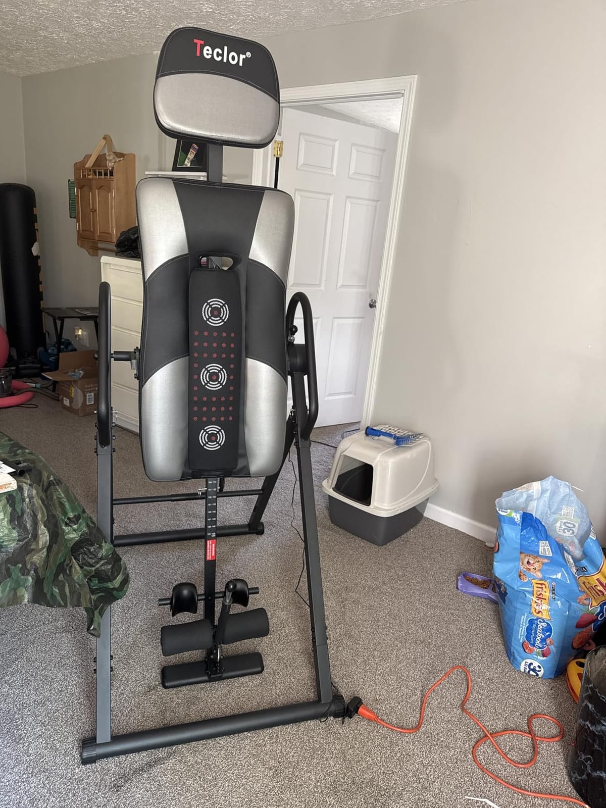 Teclor Inversion Table, Advanced Heat and Massage Function, Strength Training Inversion Table for Back Pain Relief, Heavy Duty Inversion Table 350 lbs Capacity with Wider and Thickened Backrest customer photo 1