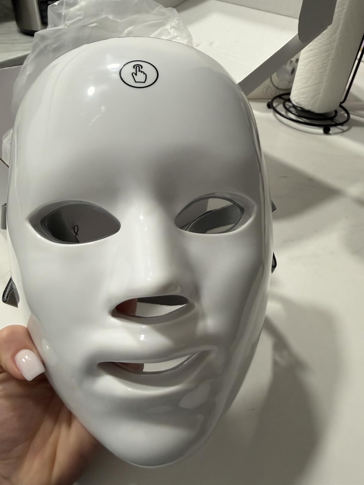 7-1 Colors Red Light Therapy For Face, LED Facial Skin Care Mask, Red Light Mask for Face, LED Facial Mask Light, Salon or Home, White customer photo 2