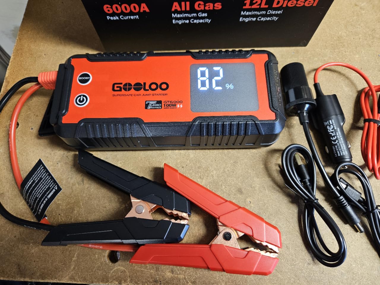 GOOLOO 6000A Jump Starter GT6000 Car Starter with 100W Bi-Directional Fast Charge, Powerful 12V Auto Battery Booster(All Gas & up to 12L Diesel Engine), Supersafe Portable Jump Box for Emergency Use customer photo 1