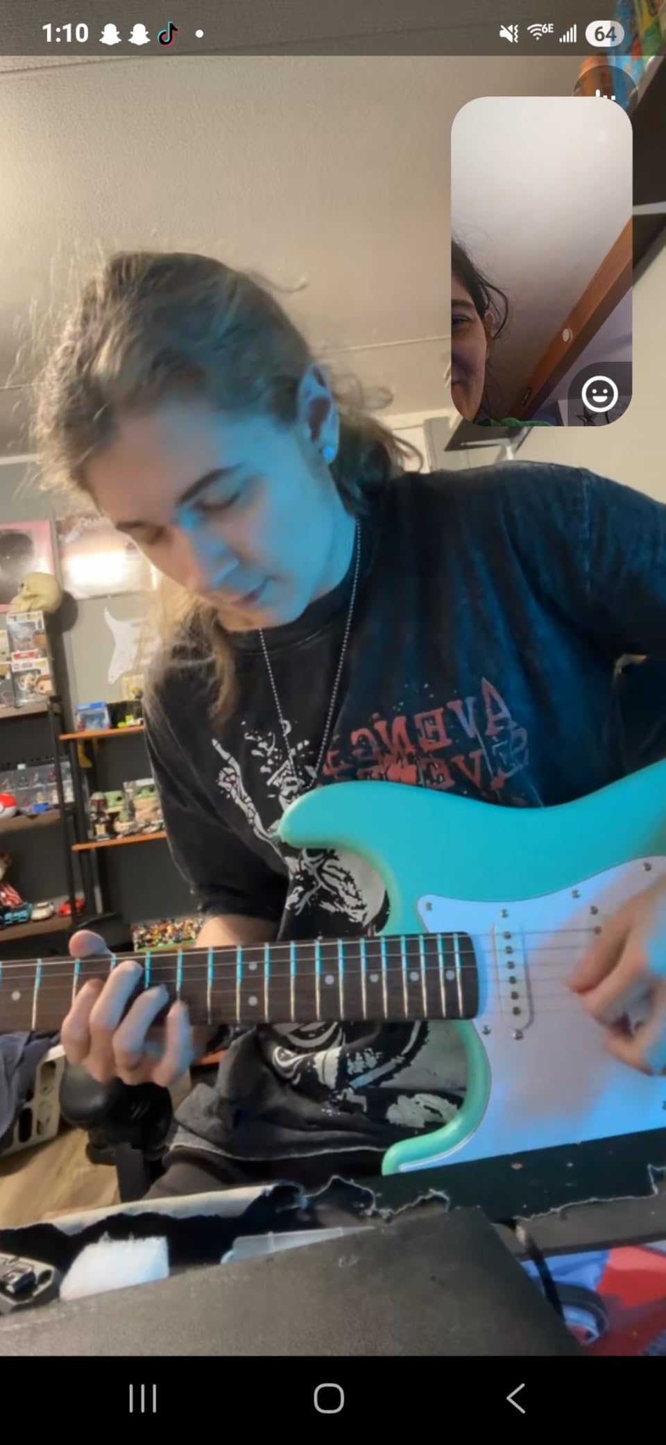 Squier Debut Stratocaster HSS Beginner Electric Guitar, Sea Foam | Starter electric guitar, HSS pickups, satin urethane finish, free lessons included, 2-year warranty, kids and adults customer photo 1