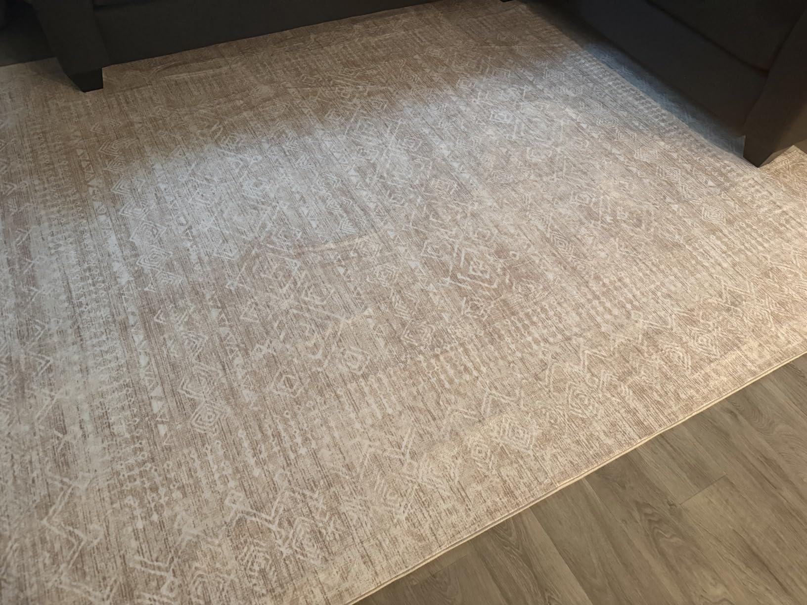 Living Room Rugs 8x10: Washable Moroccan Geometric Boho Rug Farmhouse Non Slip Stain Resistant Large Rug Low Pile Soft Carpet for Bedroom Dining Room Children Room (Beige, 8'x10') customer photo 1